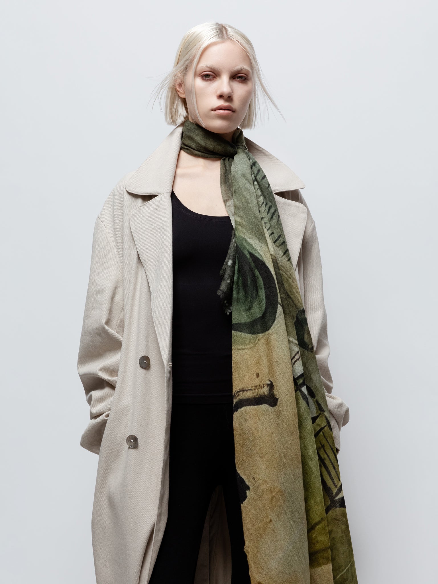 Talking Walls celeste sun rice single face rectangular scarf