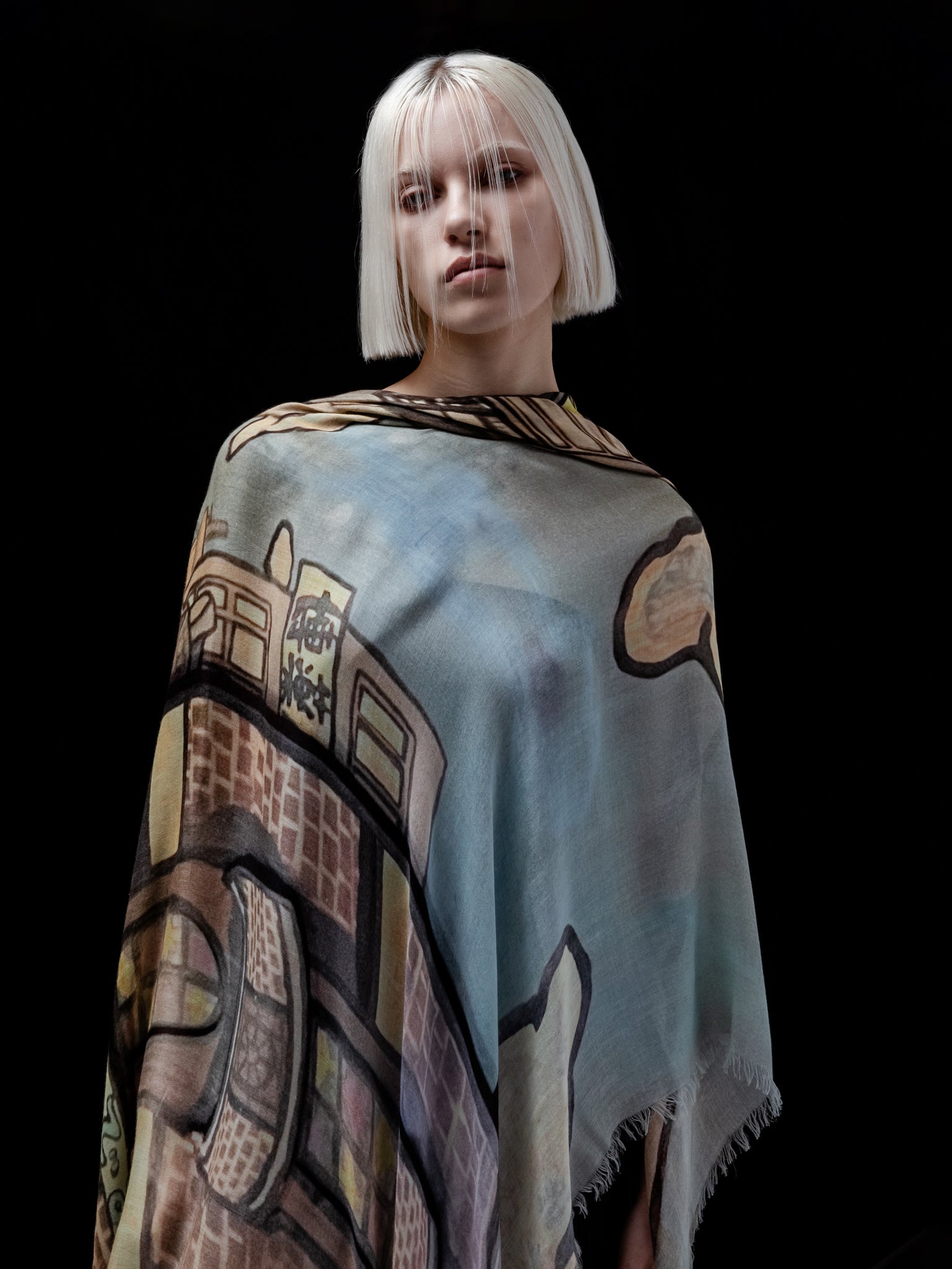 Talking Walls ela block party single face square scarf block party