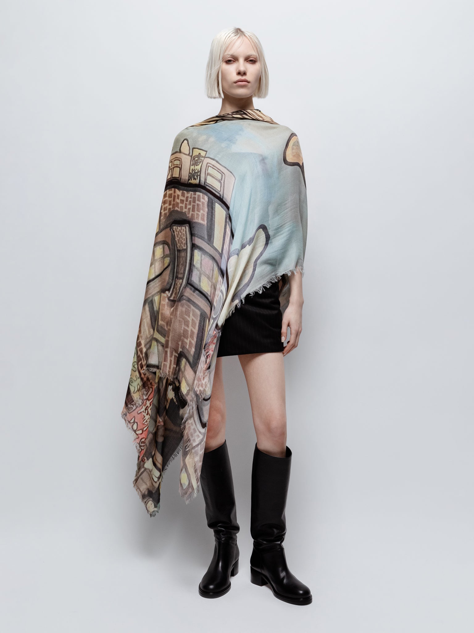 Talking Walls ela block party single face square scarf block party