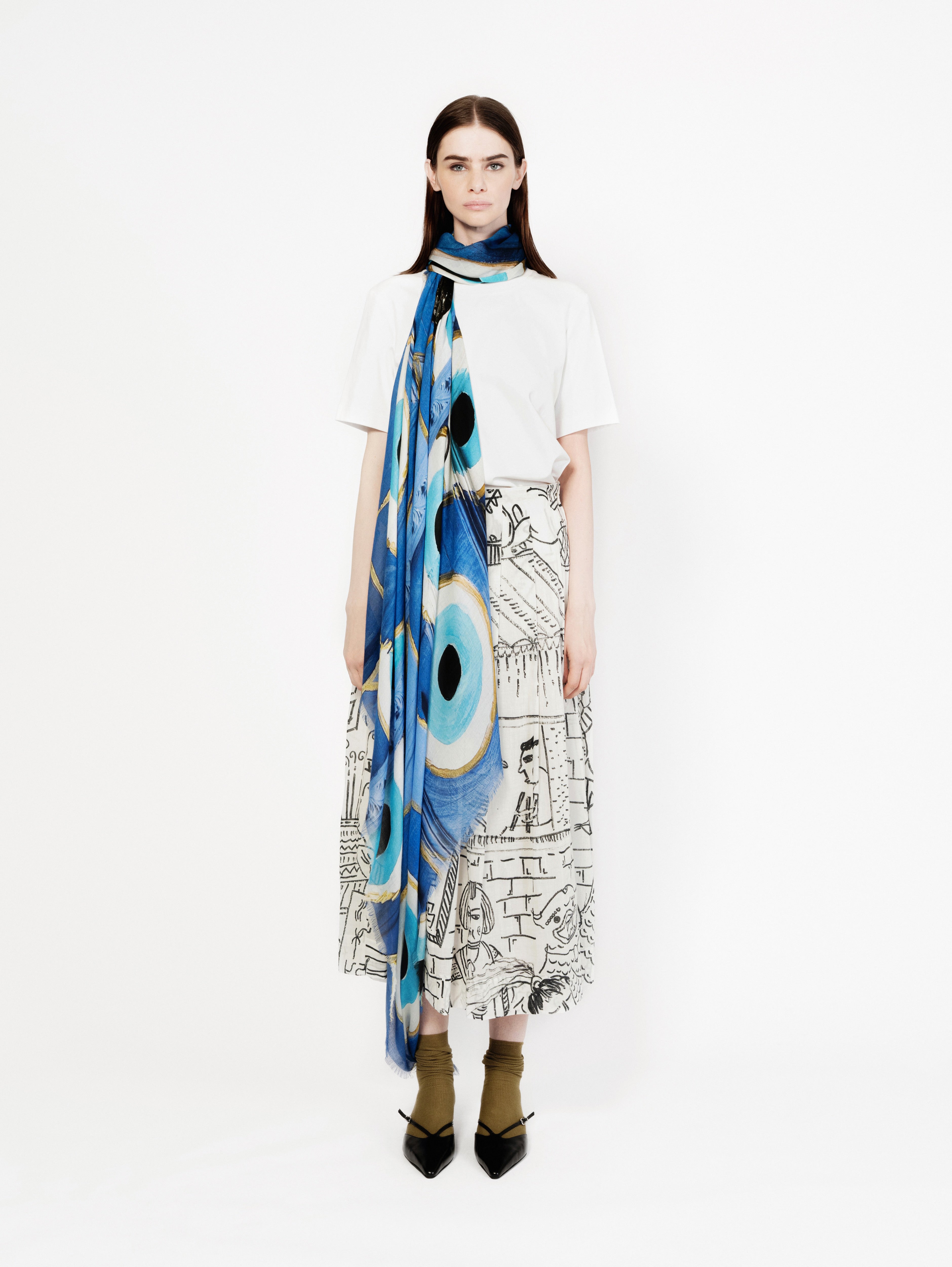 Talking Walls ela blue eyes single face square scarf blue eyes