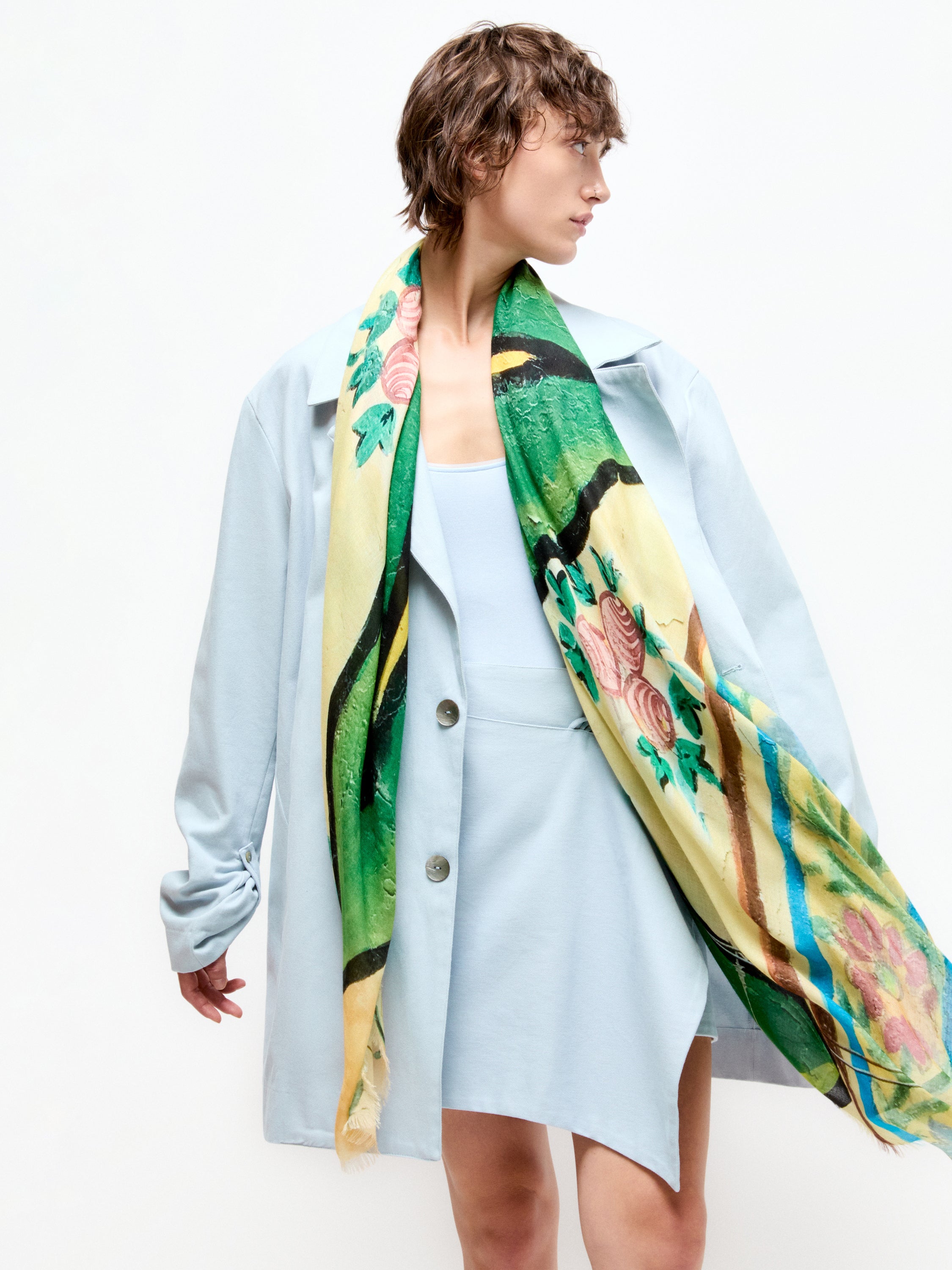 Talking Walls ela botanik single face square scarf botanik