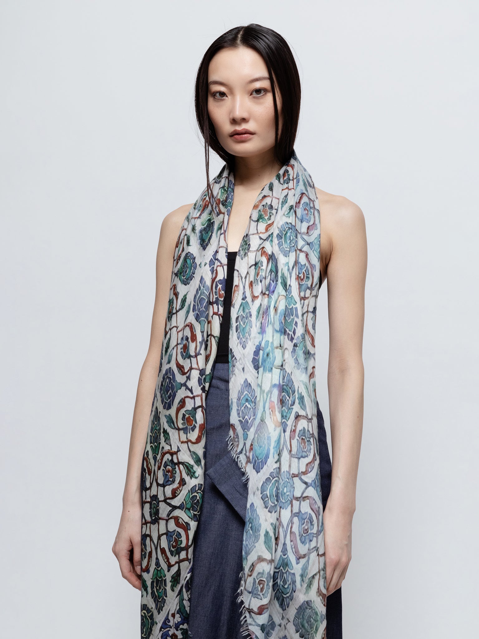 Talking Walls ela cobalt single face square scarf cobalt