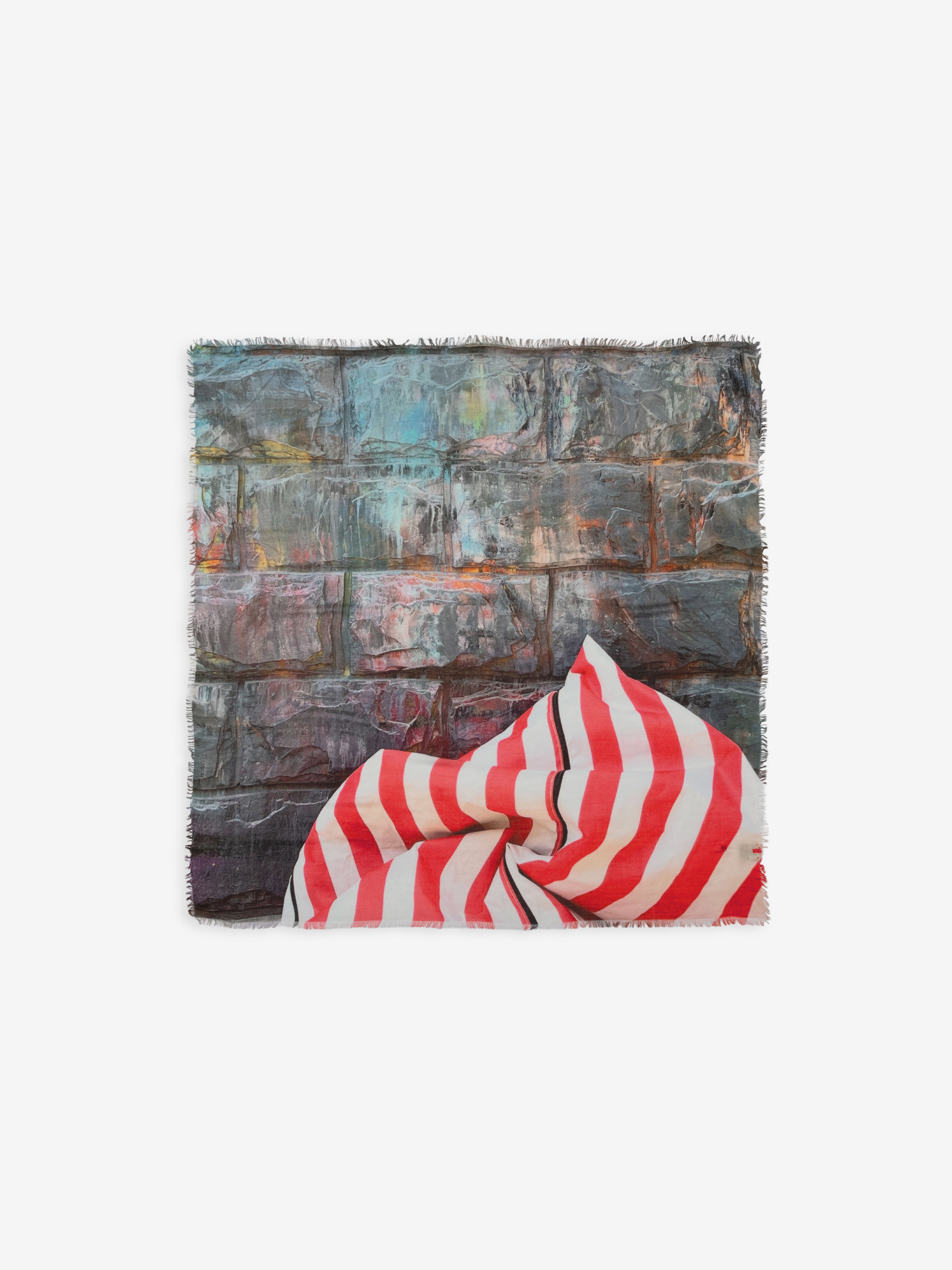 Talking Walls ela red lines single face square scarf red lines