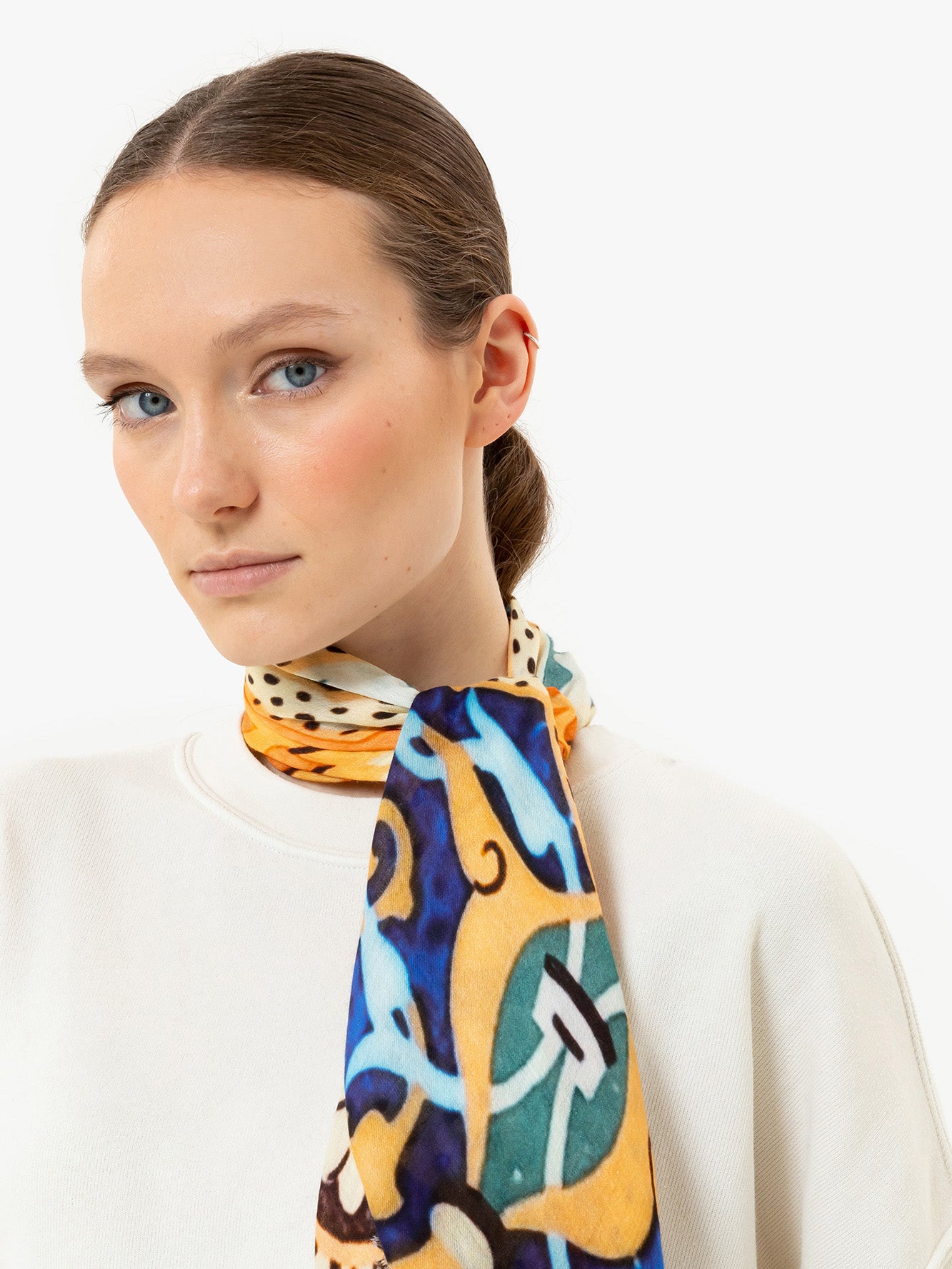 Talking Walls ela single face single face square scarf talavera mexicana