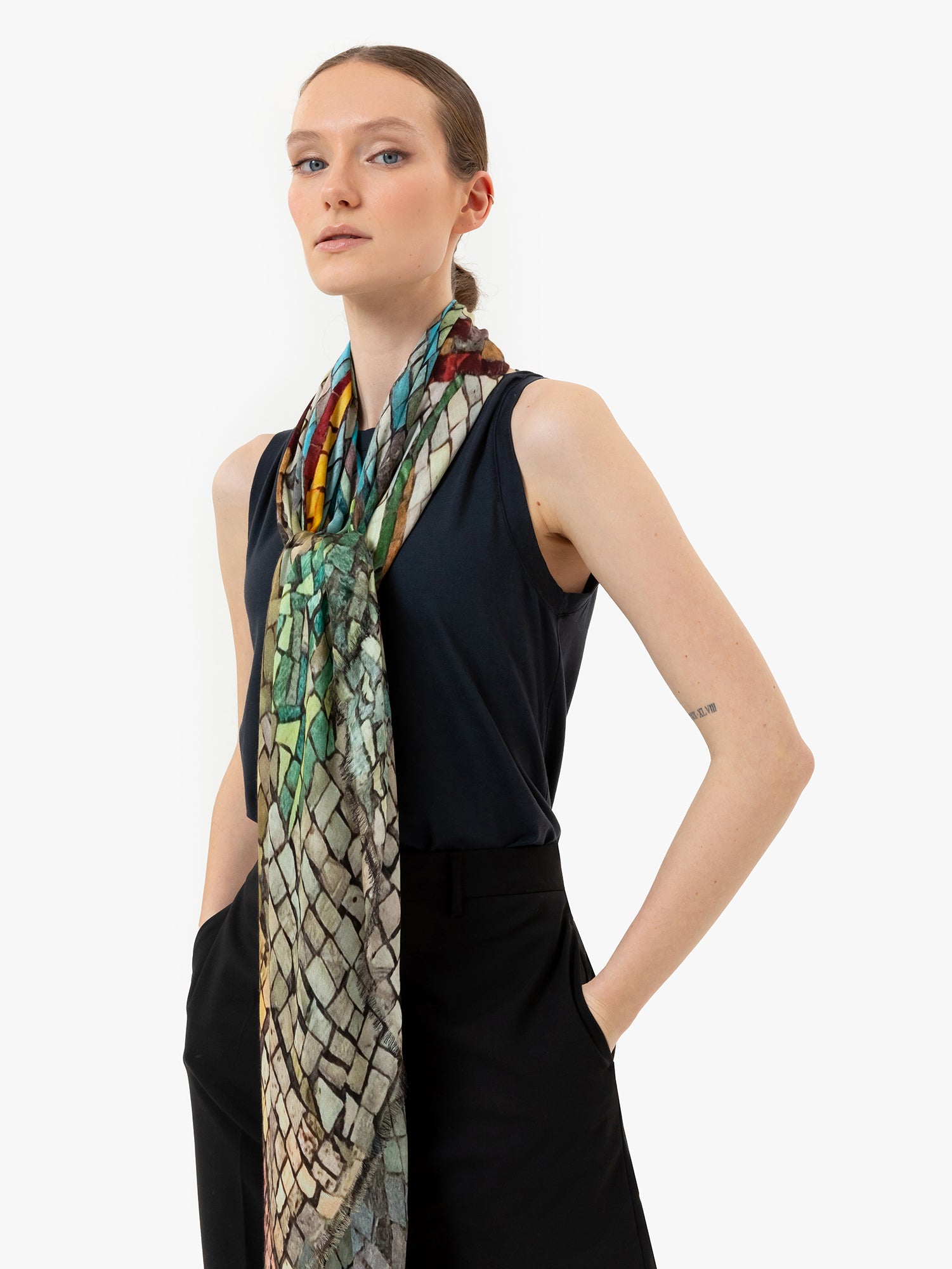 Talking Walls ela single face single face square scarf caffe fiorio