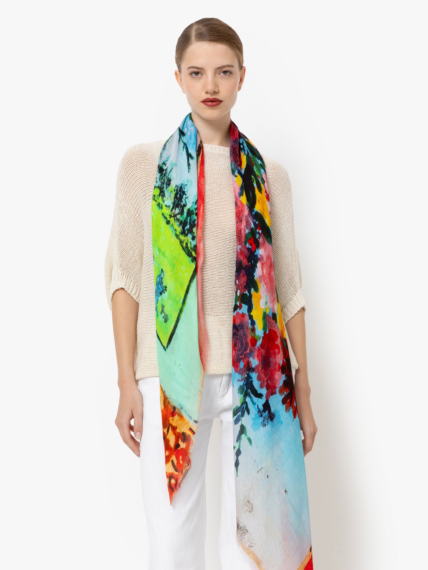 Talking Walls ela single face single face square scarf flower basket single