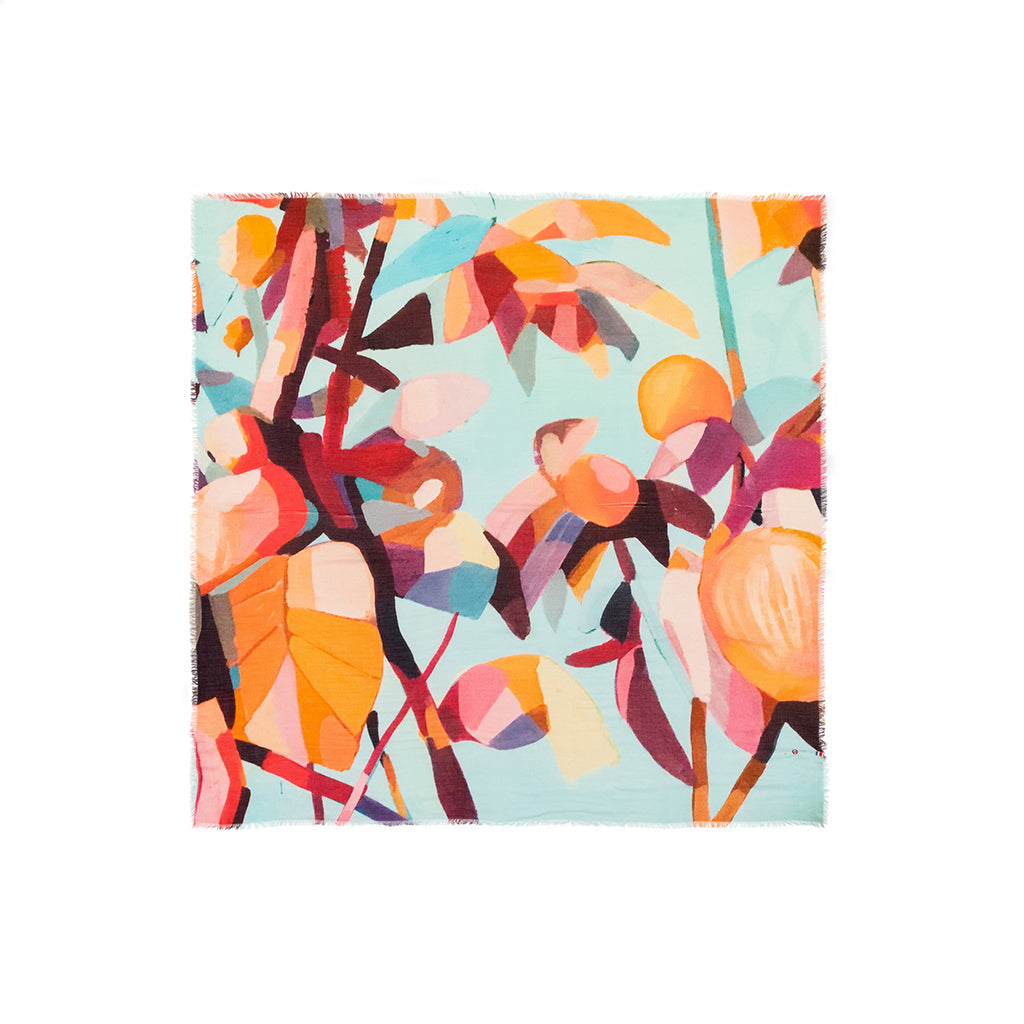 Talking Walls ela single face single face square scarf pêche