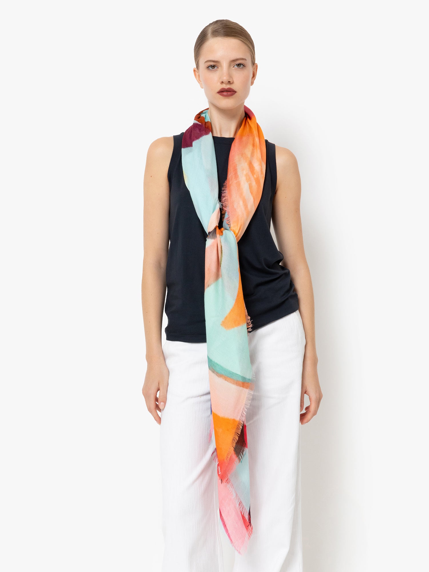 Talking Walls ela single face single face square scarf pêche