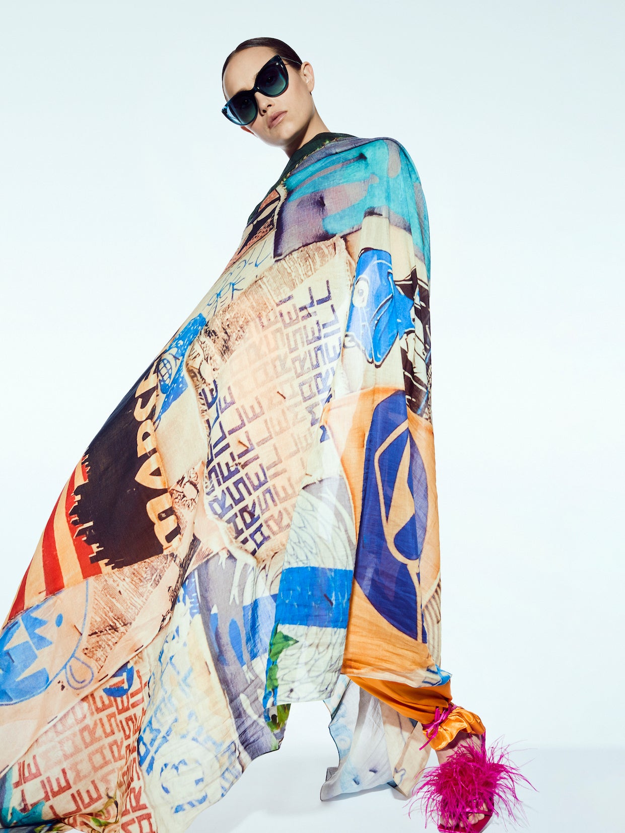 Talking Walls joy single face single face rectangular scarf lou pescadou