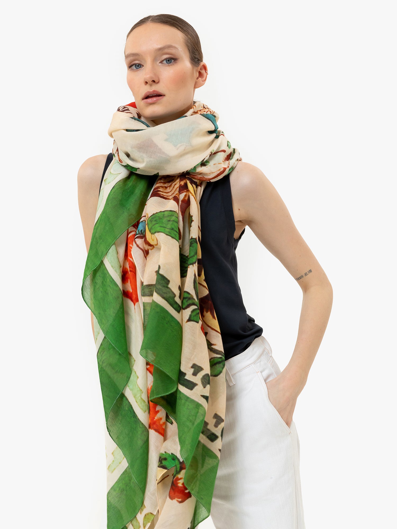 Talking Walls joy single face single face rectangular scarf tijuana