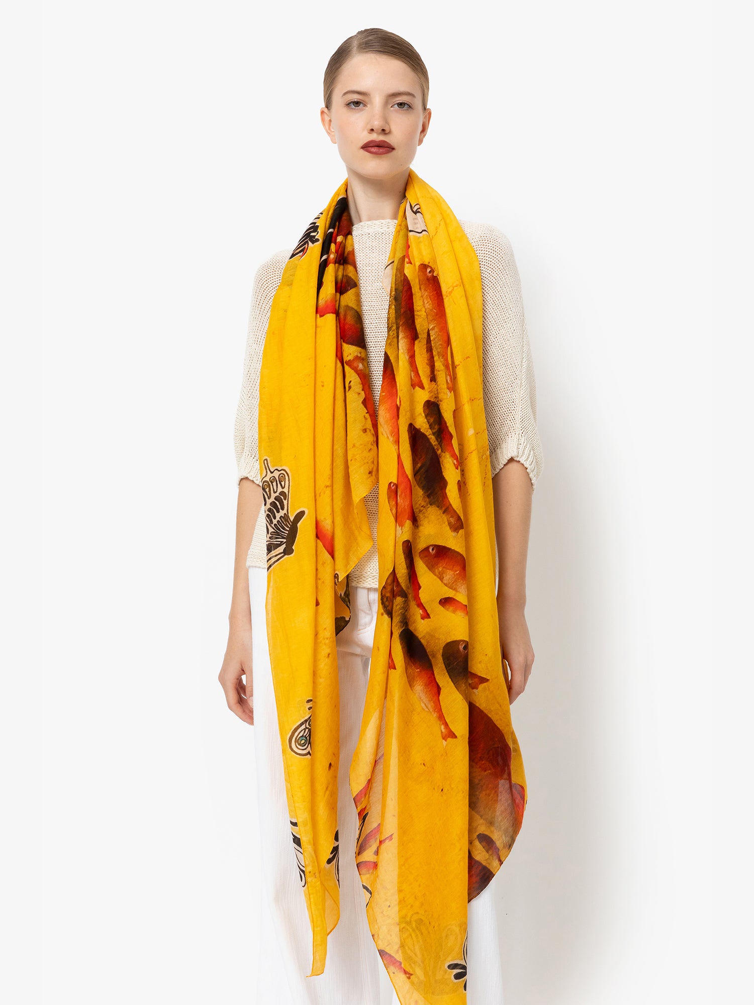 Talking Walls joy single face single face rectangular scarf wings and fins