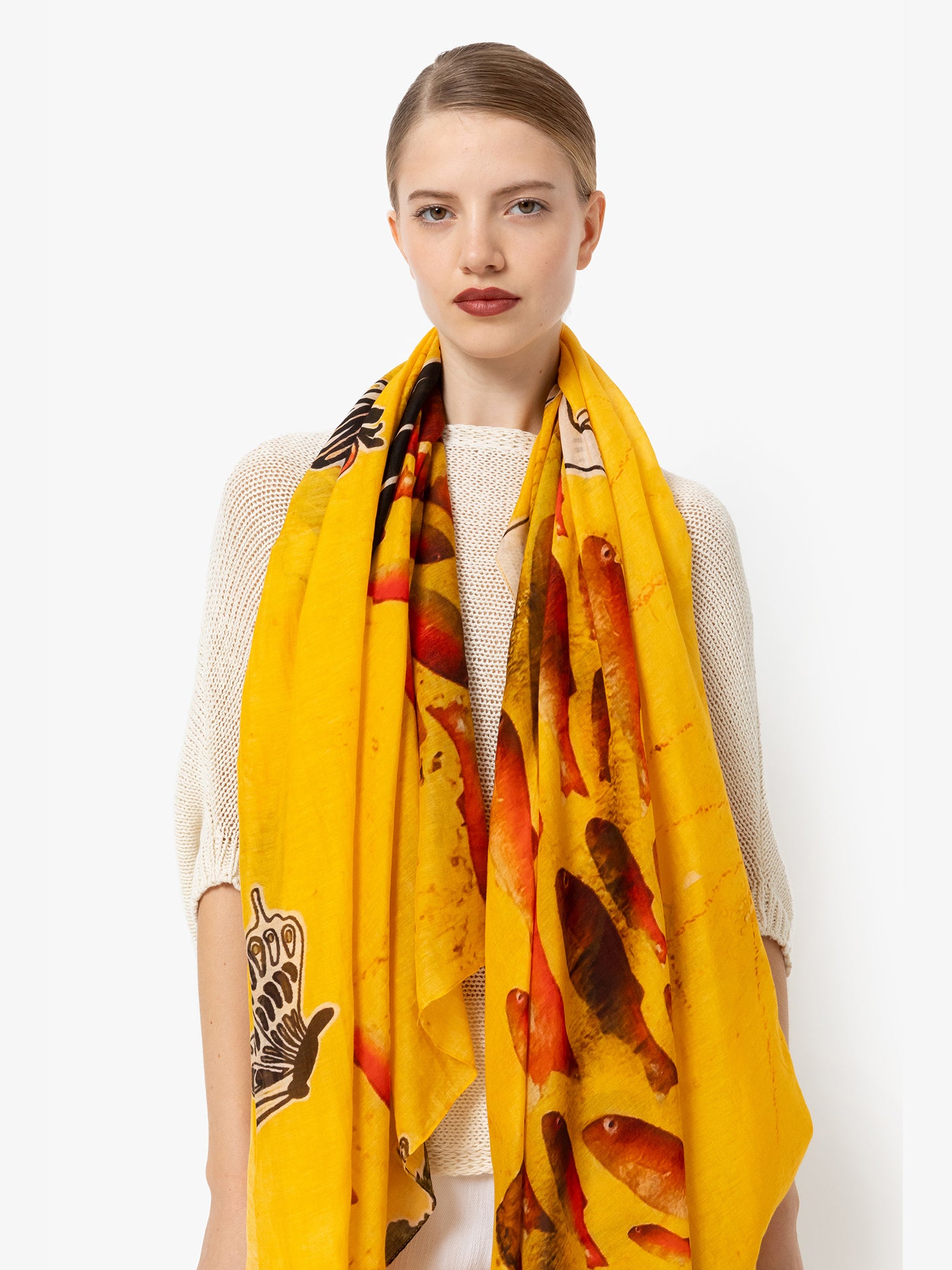 Talking Walls joy single face single face rectangular scarf wings and fins