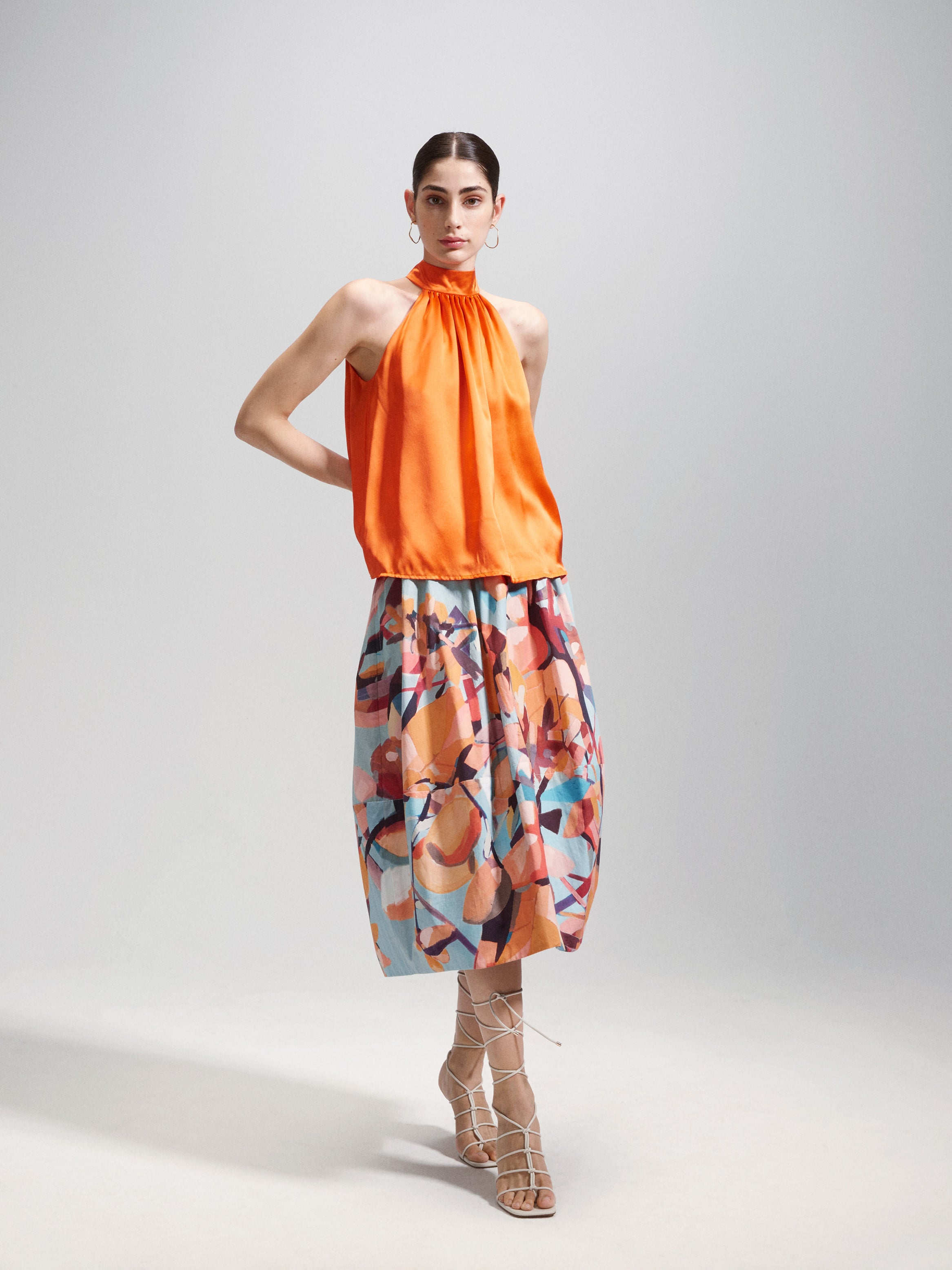 Talking Walls juju Midi Skirt pêche