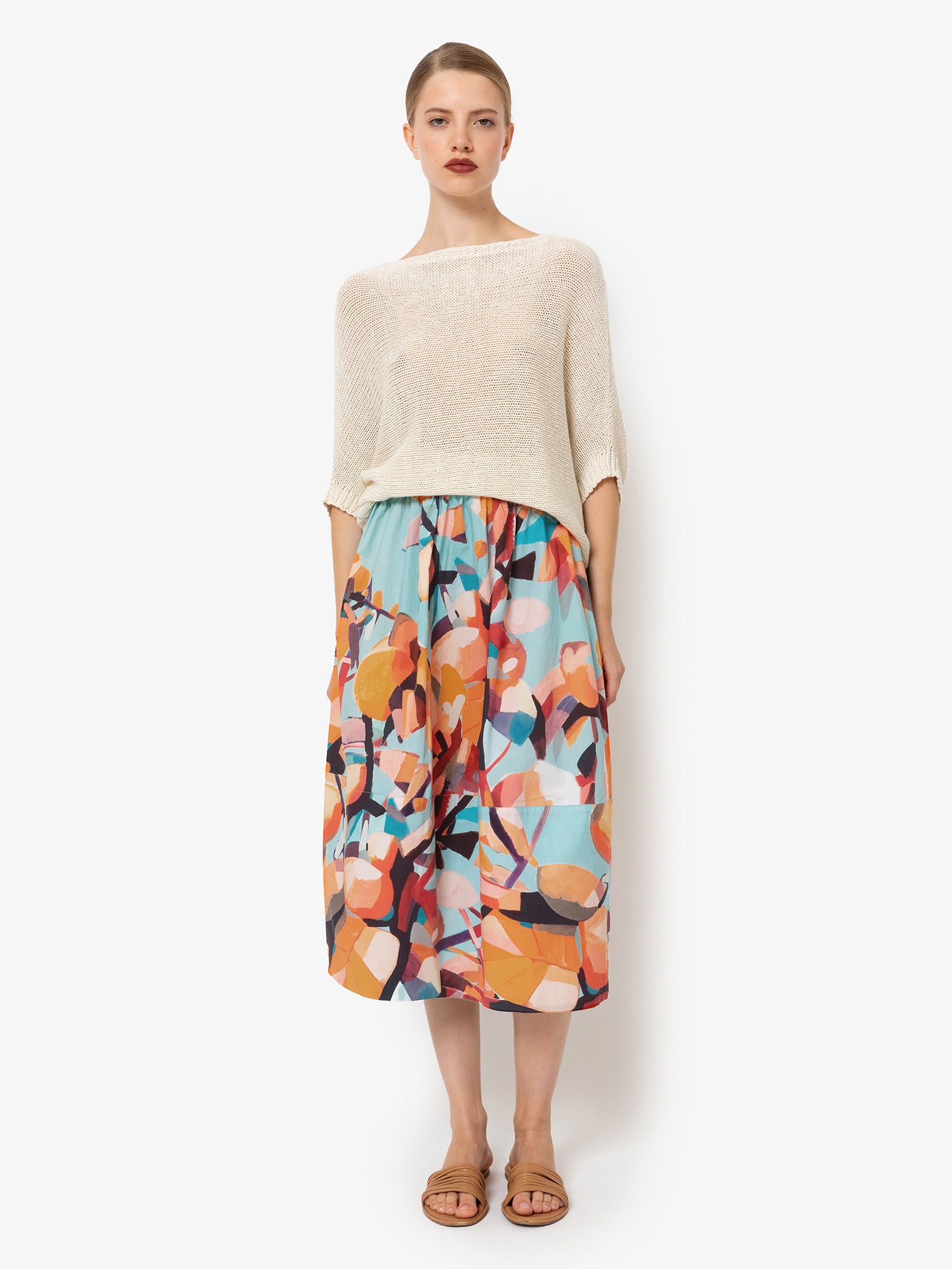 Talking Walls juju Midi Skirt pêche