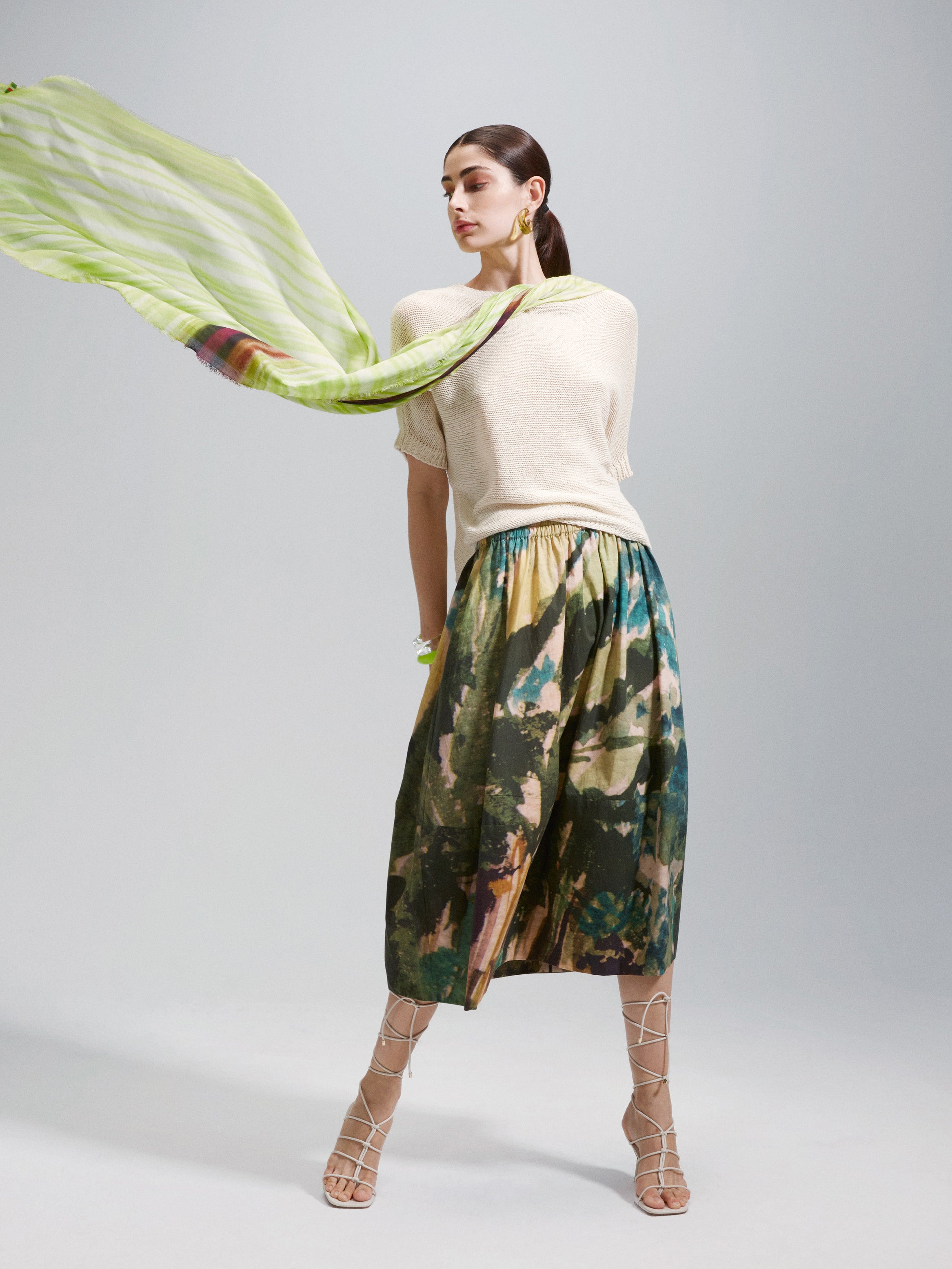 Talking Walls juju bananarama A-line midi skirt bananarama