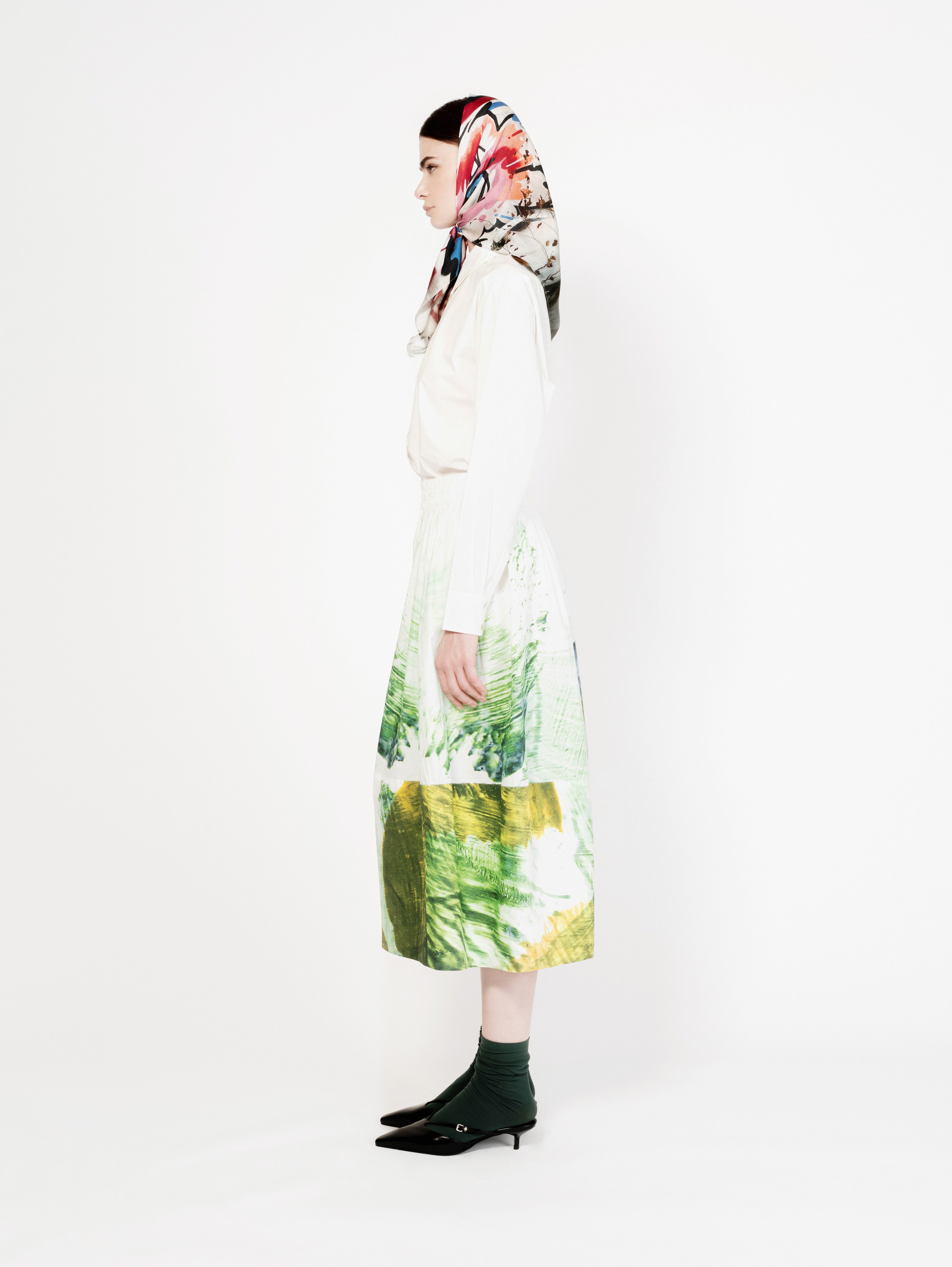 Talking Walls juju blur A-line midi skirt blur