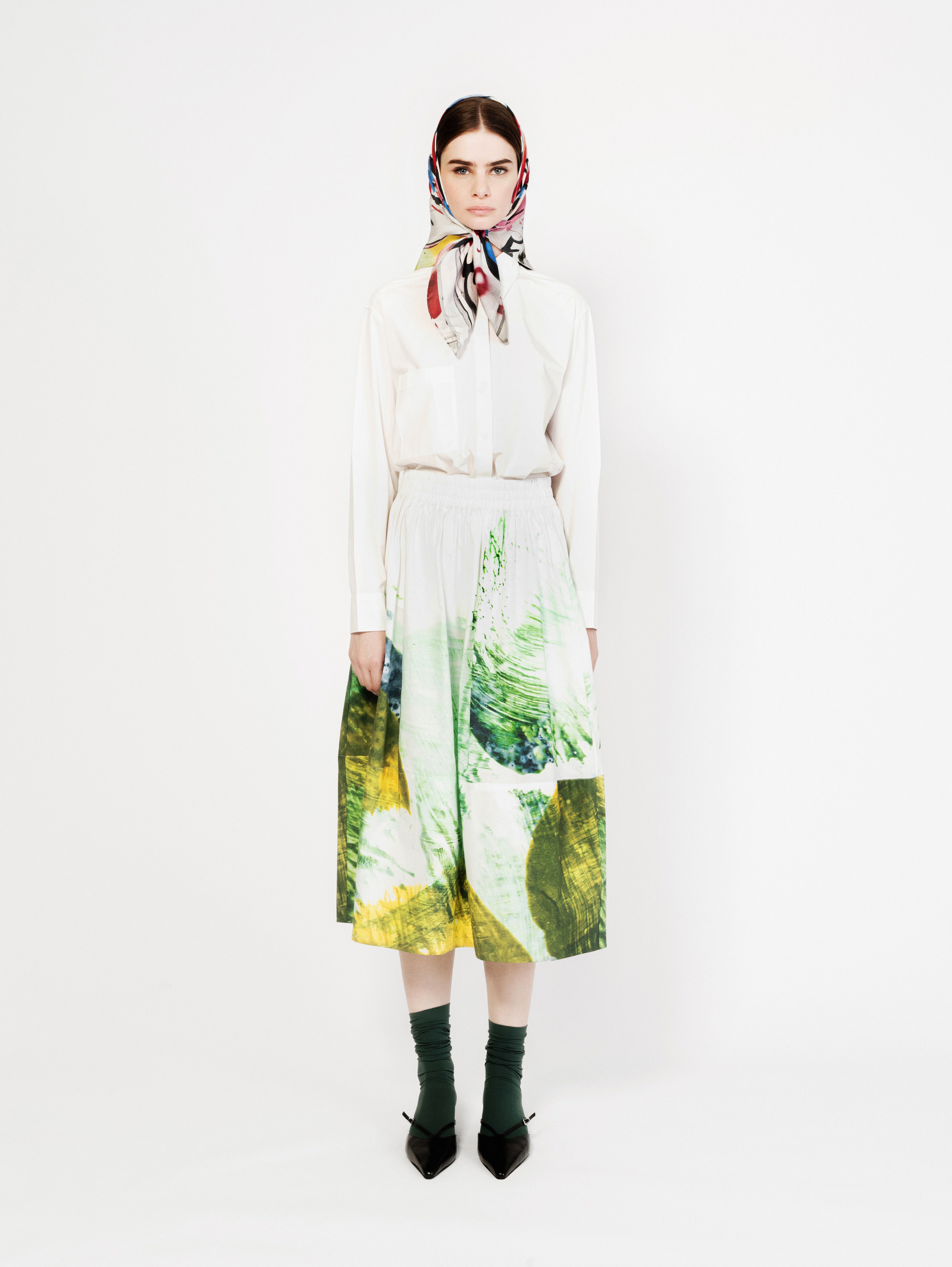 Talking Walls juju blur A-line midi skirt blur