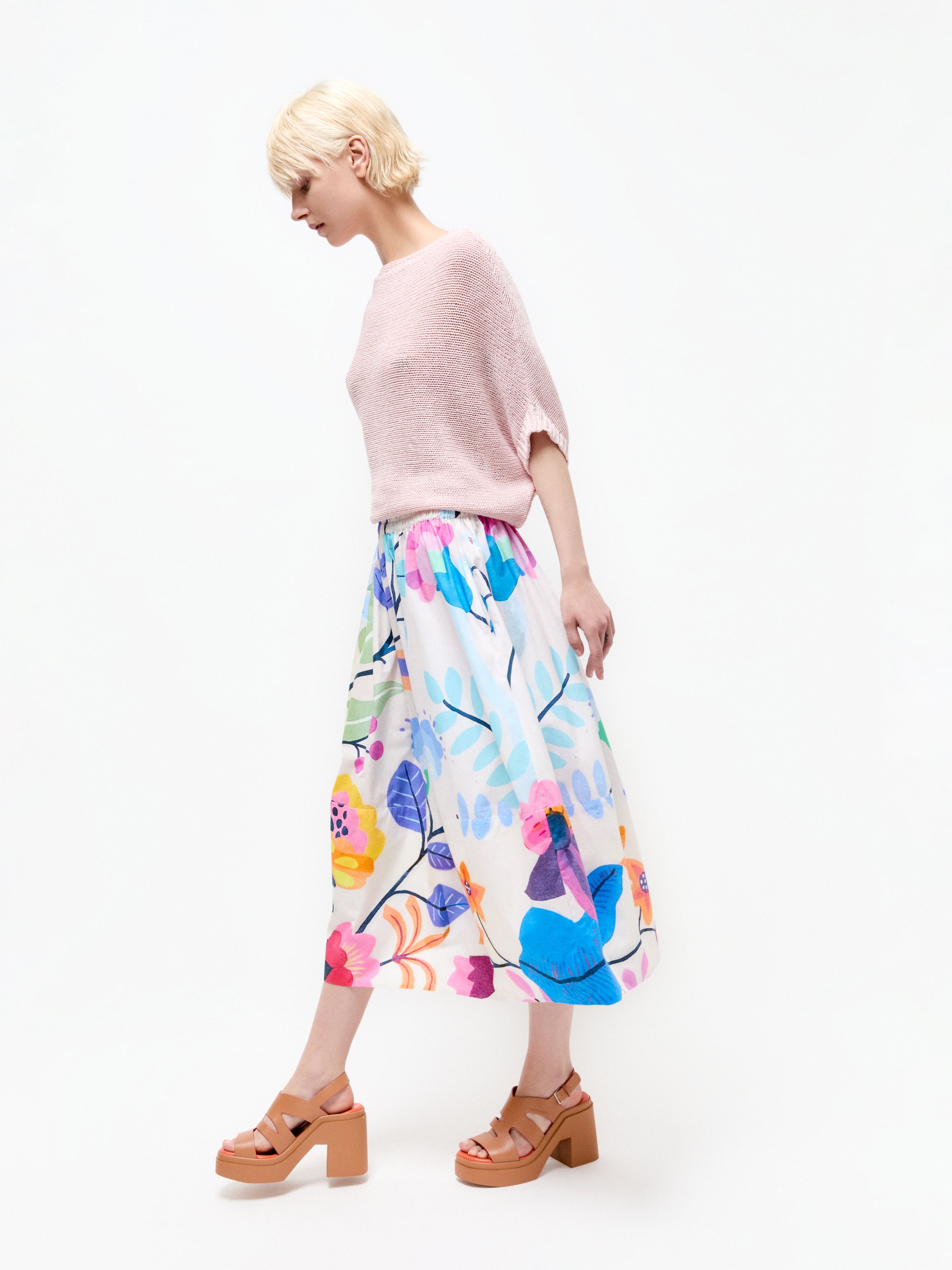 Talking Walls juju colibri A-line midi skirt colibri