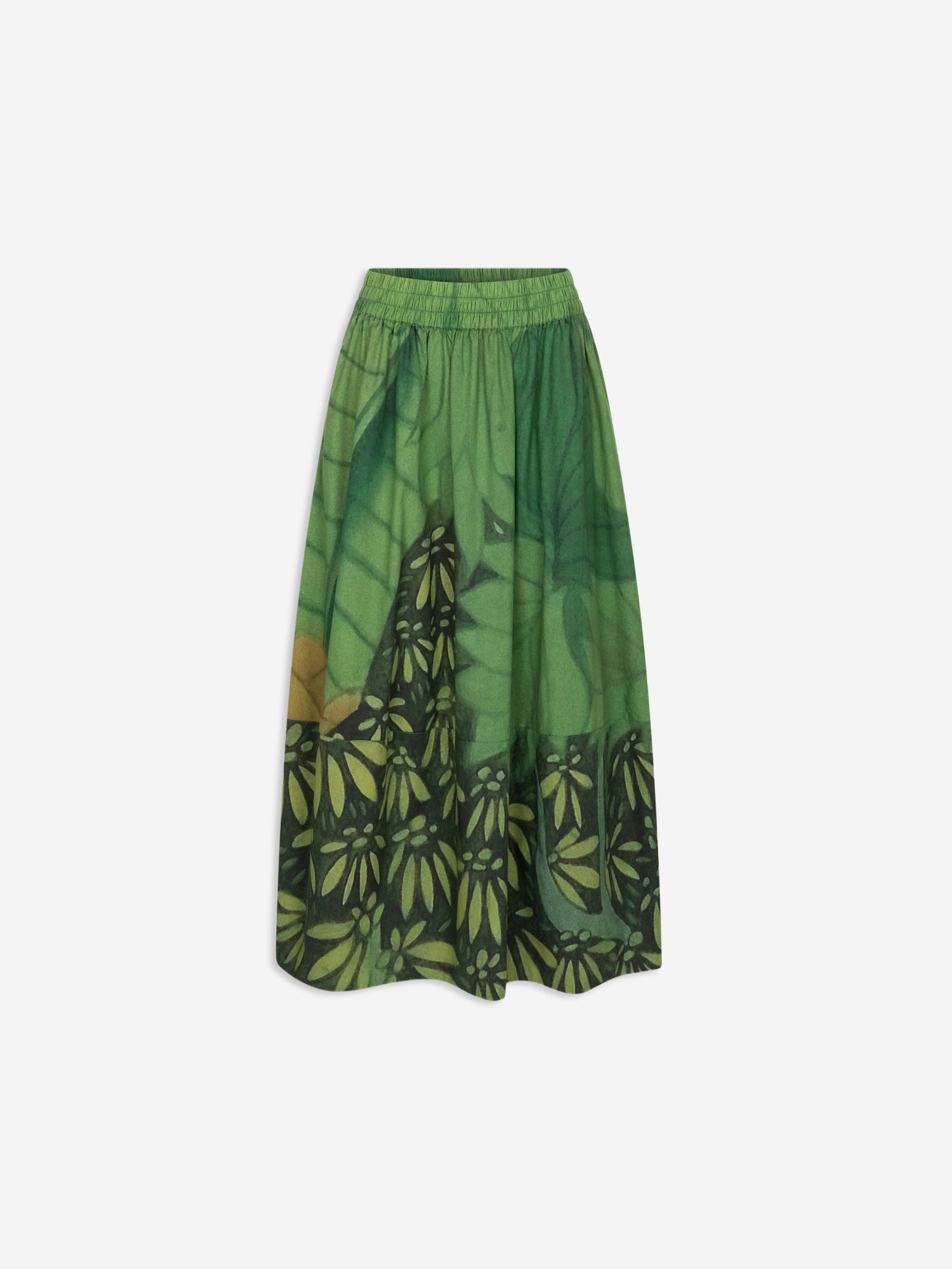 Talking Walls juju jungle A-line midi skirt jungle