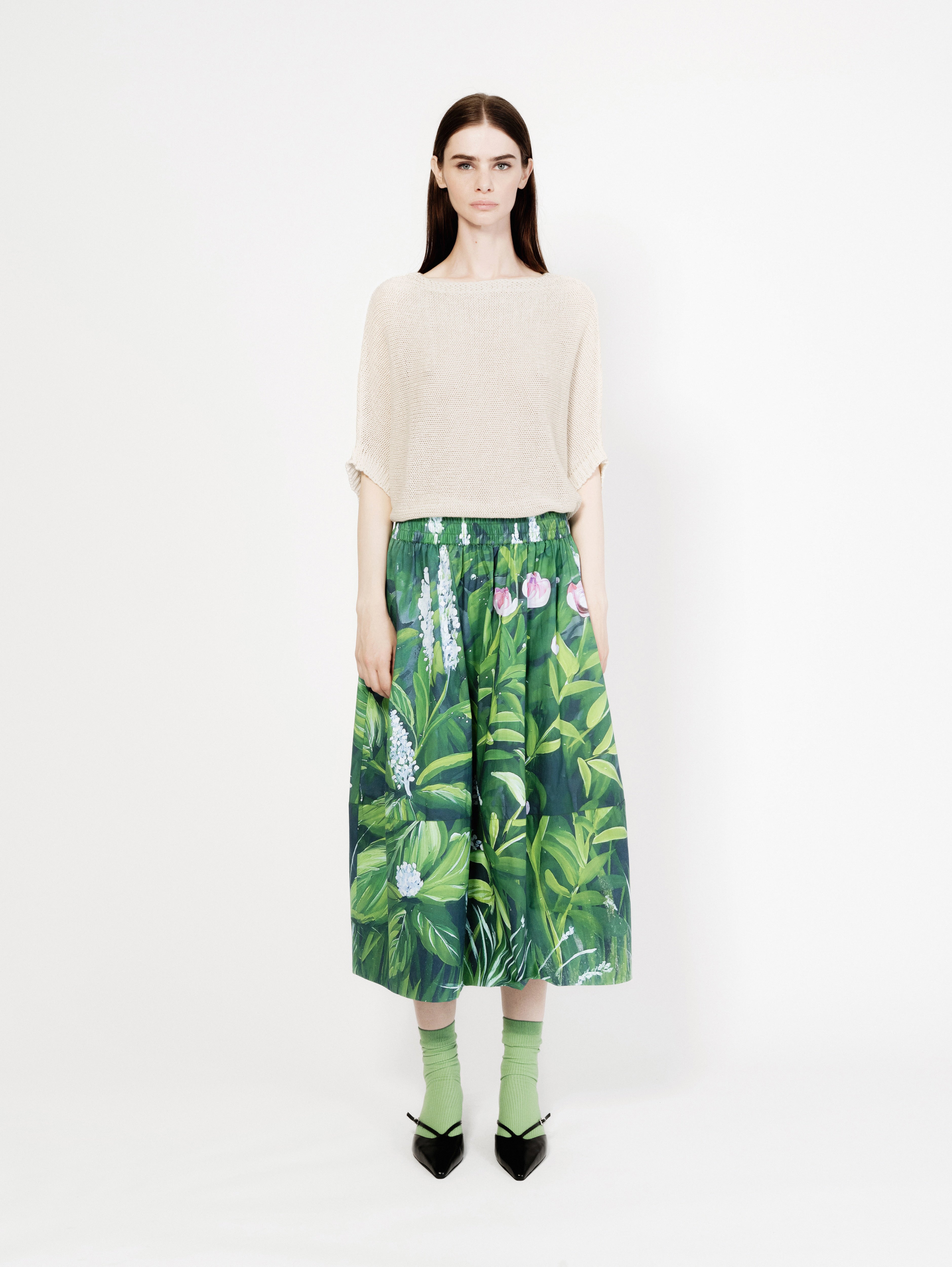 Talking Walls juju liane A-line midi skirt liane