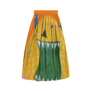 Talking Walls juju monster A-line midi skirt monster