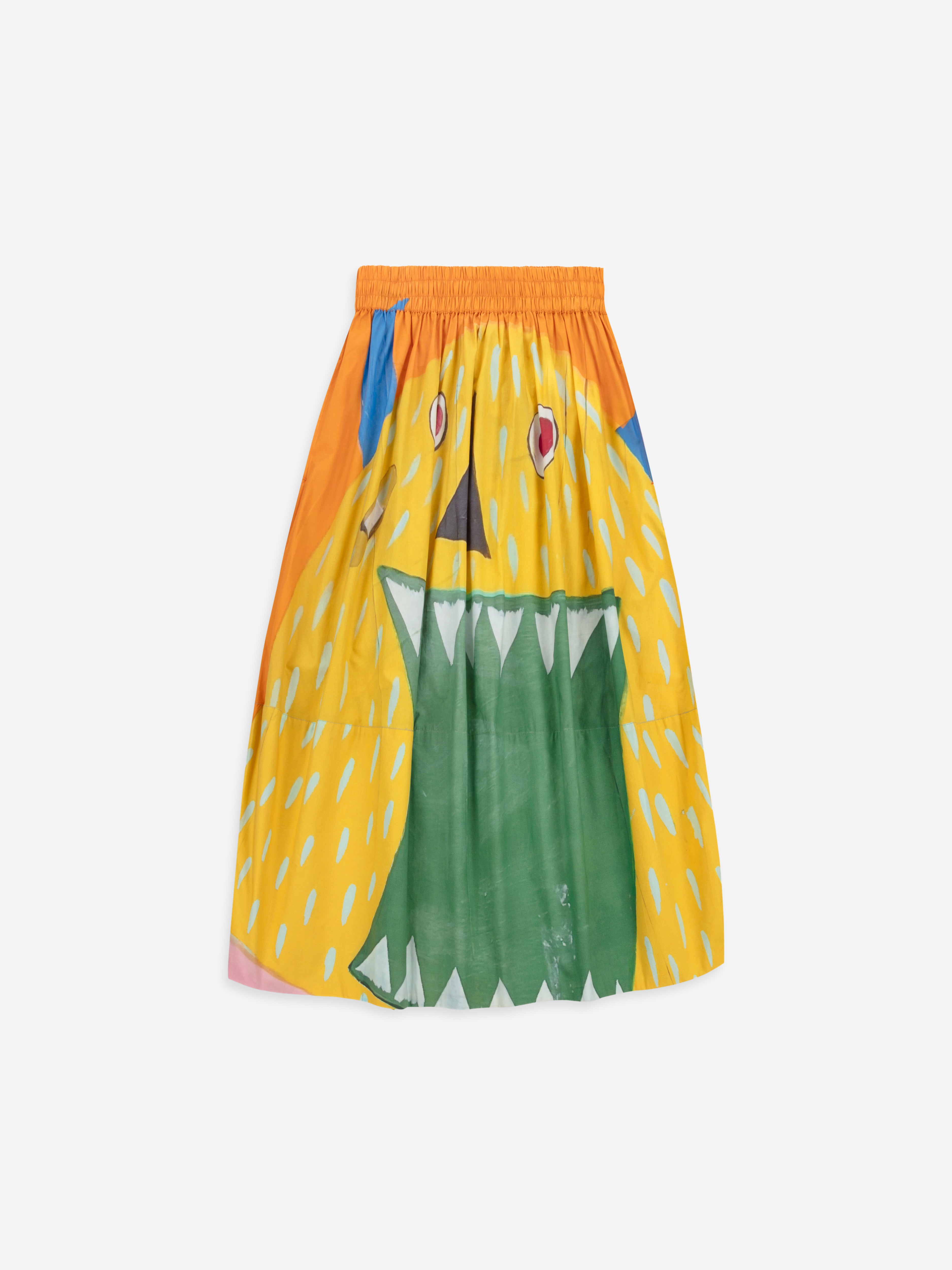 Talking Walls juju monster A-line midi skirt monster