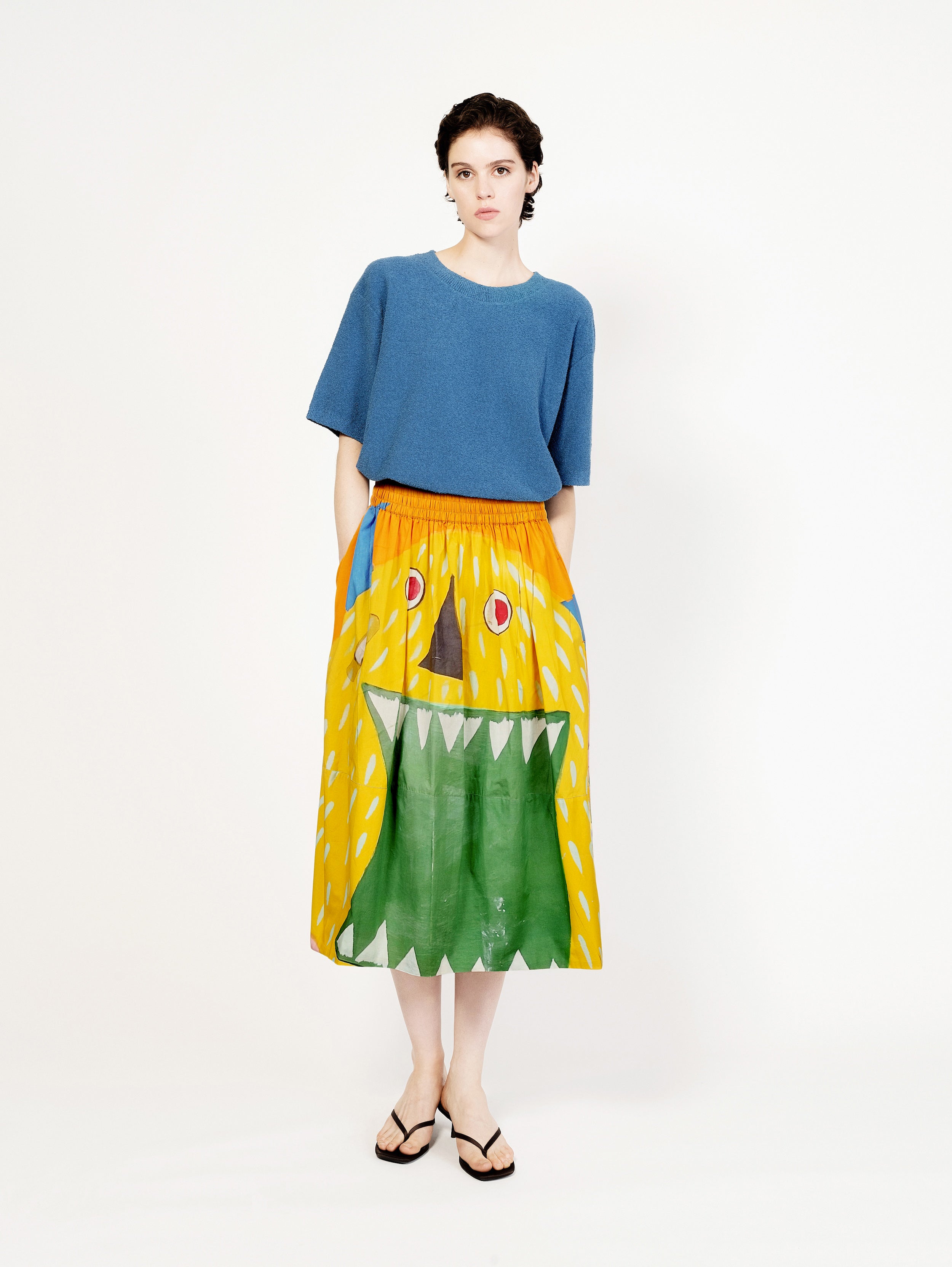 Talking Walls juju monster A-line midi skirt monster