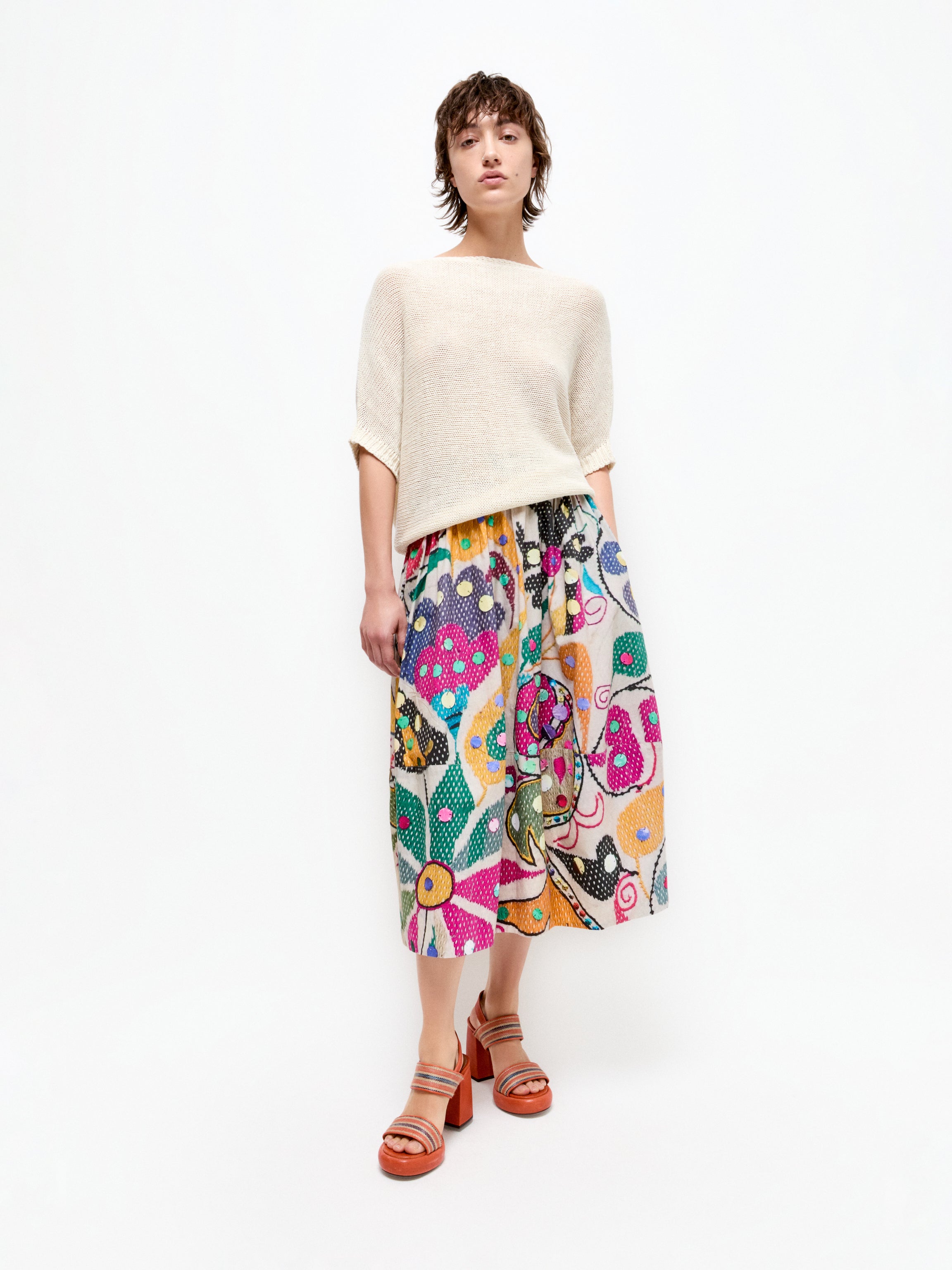 Talking Walls juju paillette A-line midi skirt paillette
