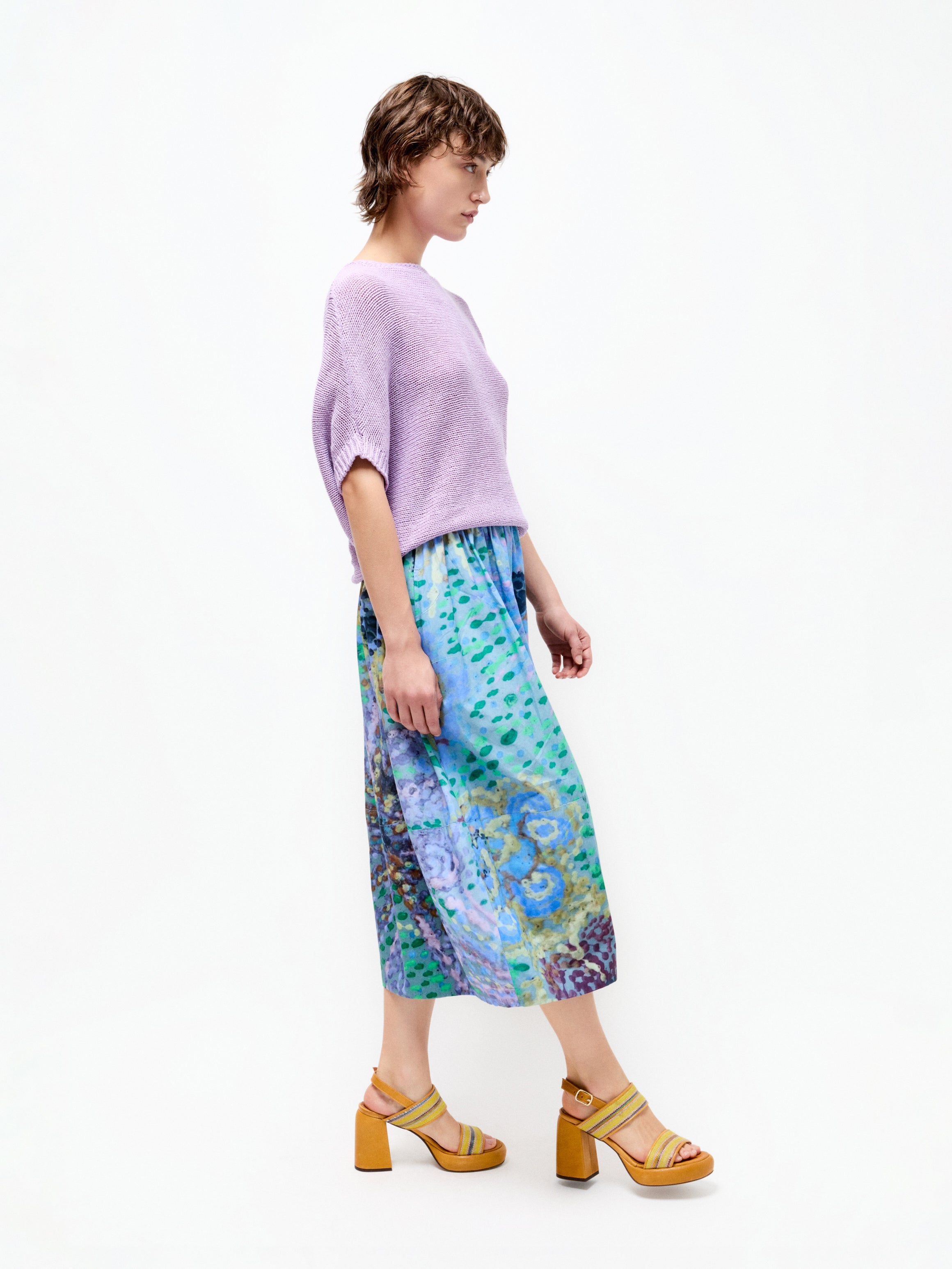 Talking Walls juju point finale A-line midi skirt point finale