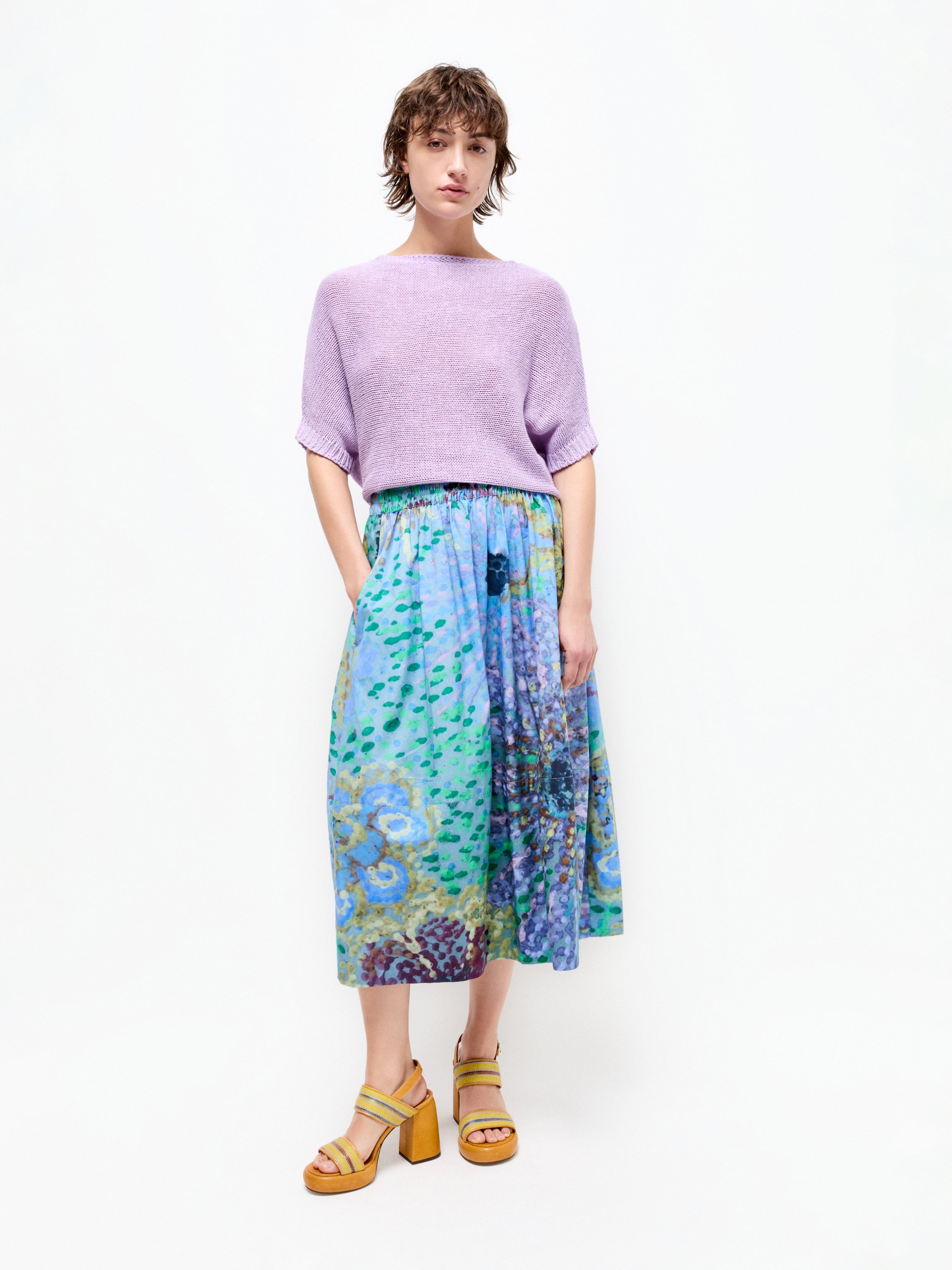 Talking Walls juju point finale A-line midi skirt point finale