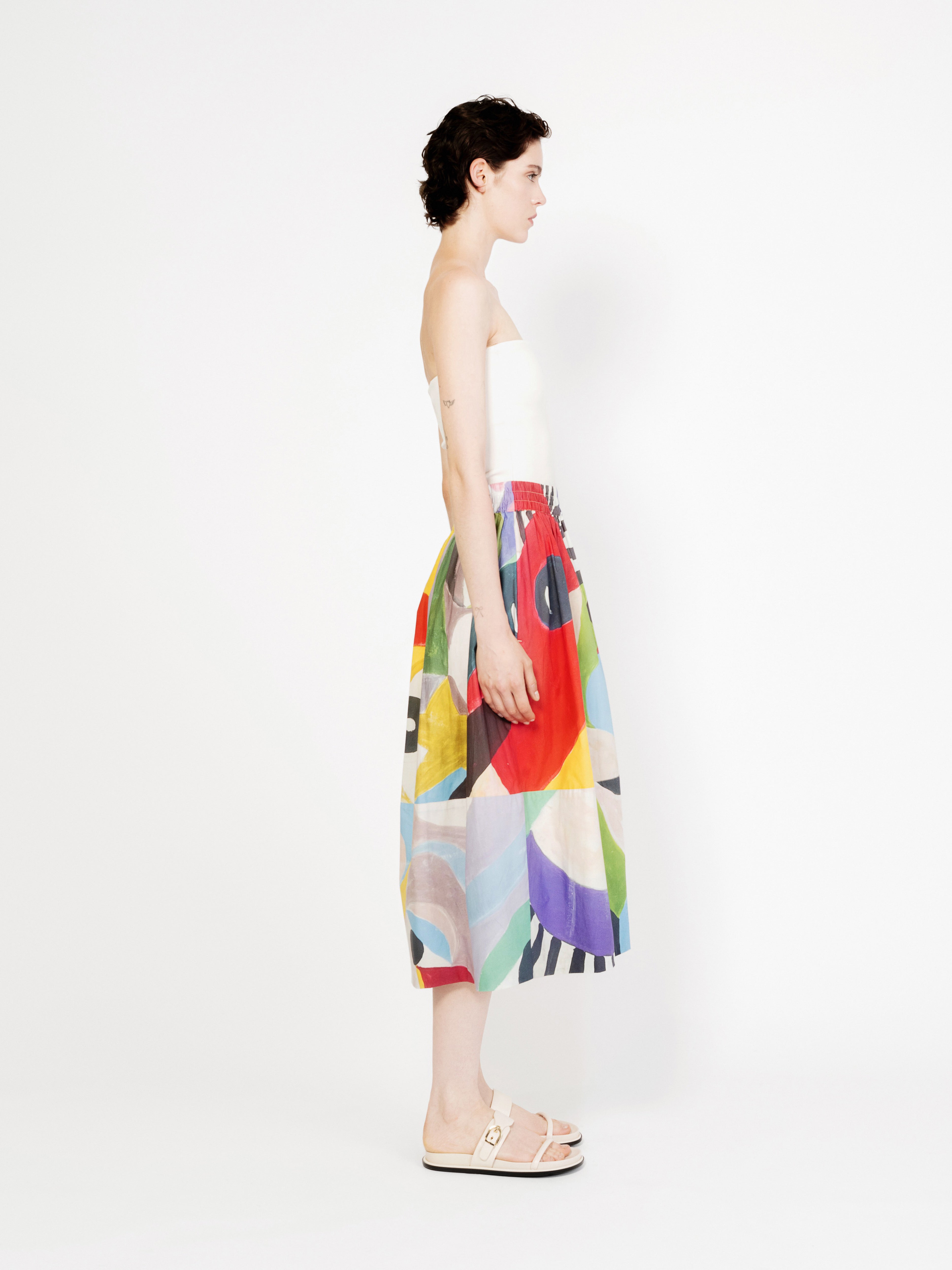 Talking Walls juju ultra brite A-line midi skirt ultra brite