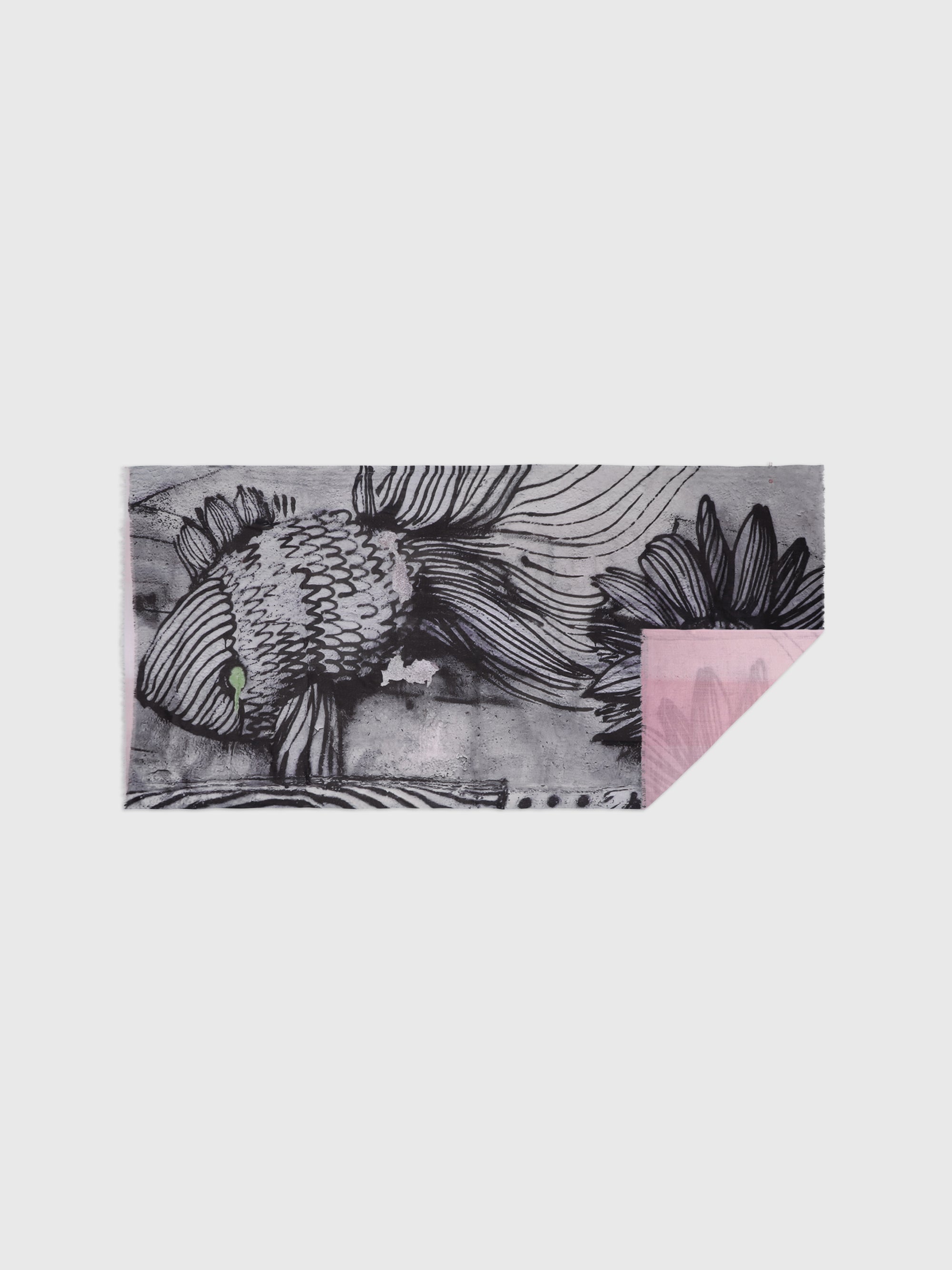 Talking Walls lana double face double face rectangular scarf wiener fish