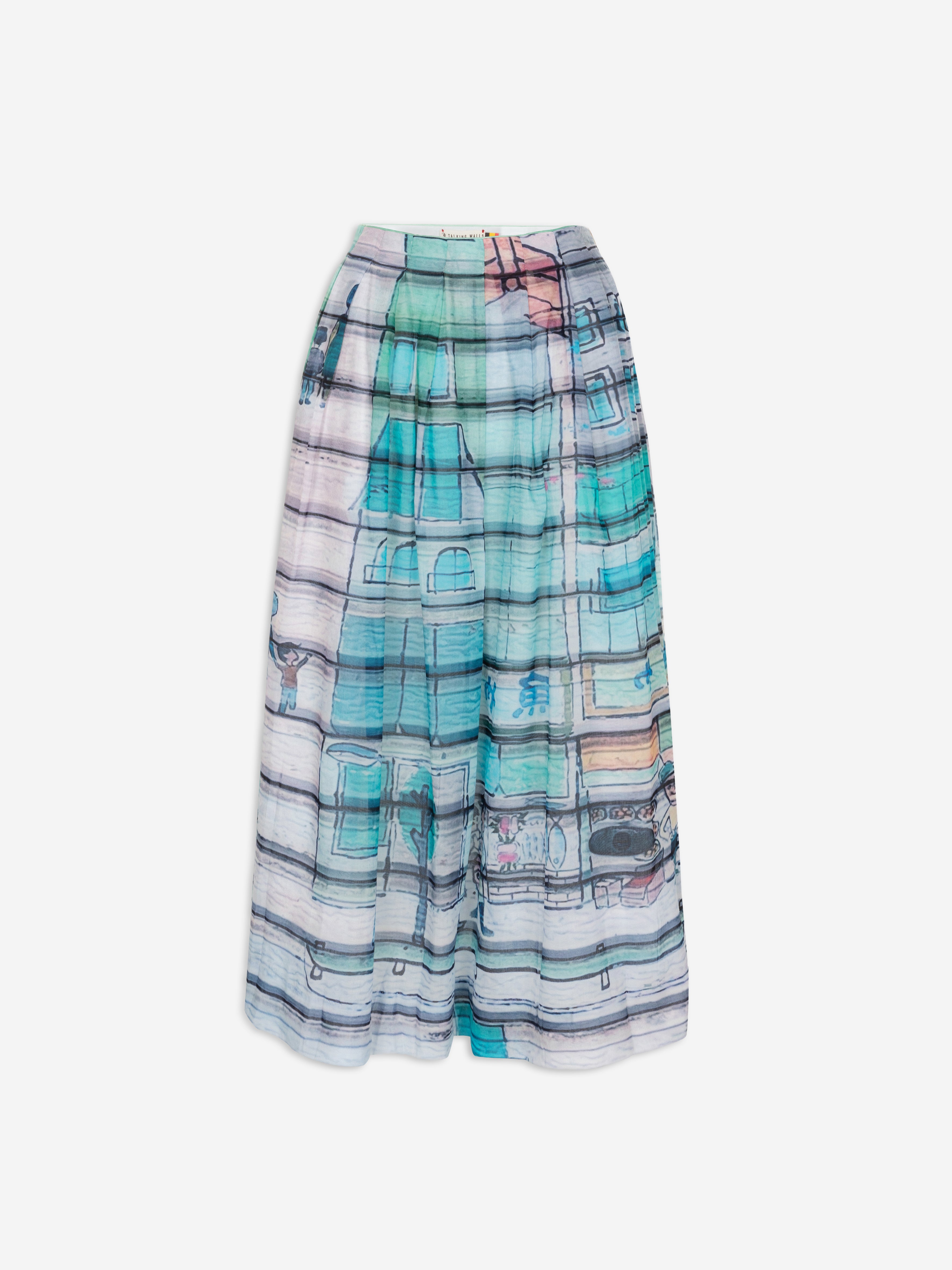 Talking Walls lily busstop pleated long skirt busstop