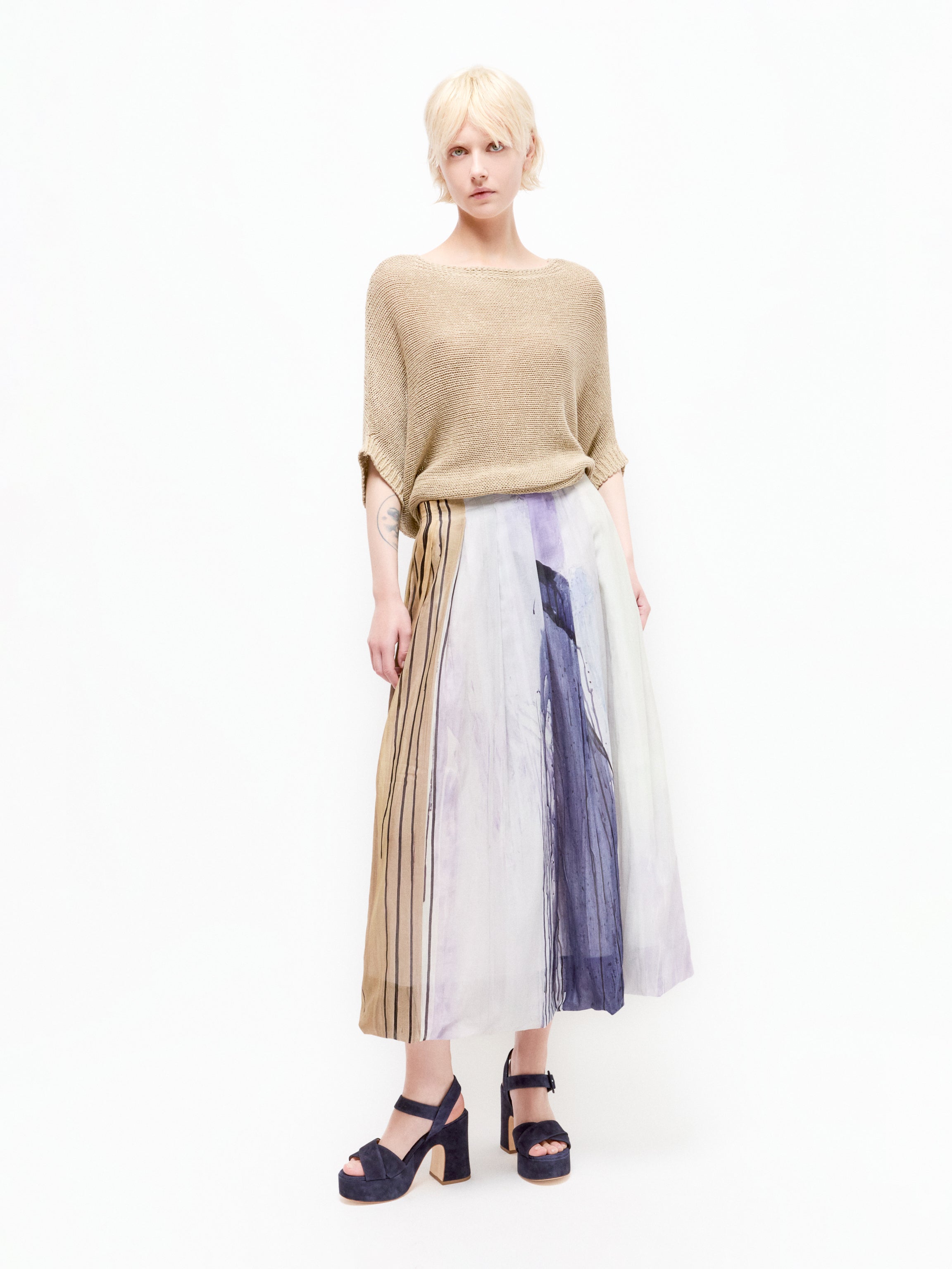 Talking Walls lily purple haze pleated long skirt purple haze