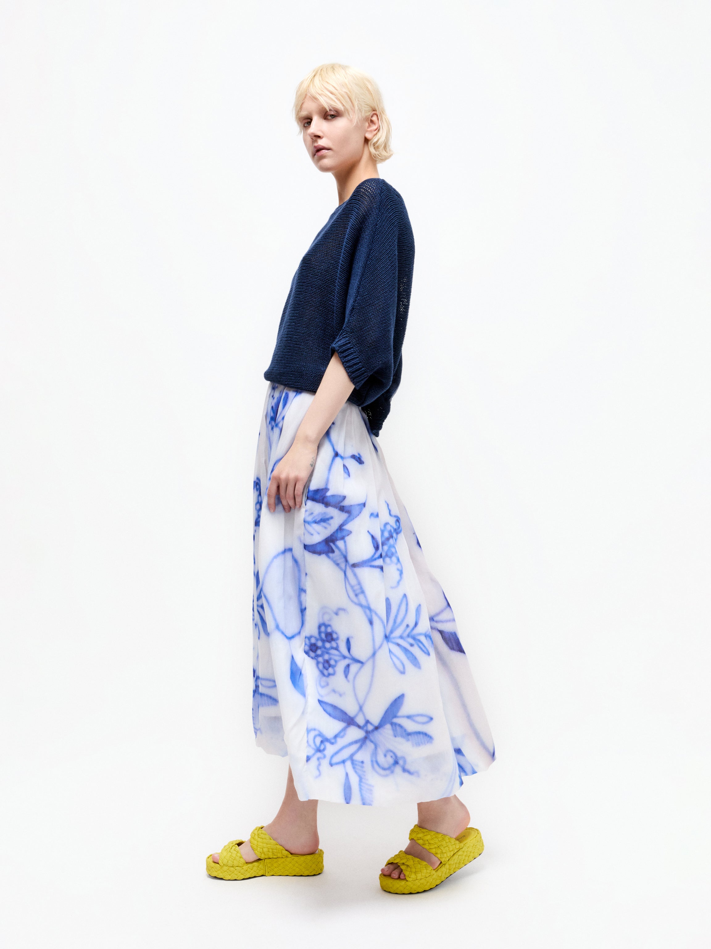 Talking Walls lily royal blue pleated long skirt royal blue