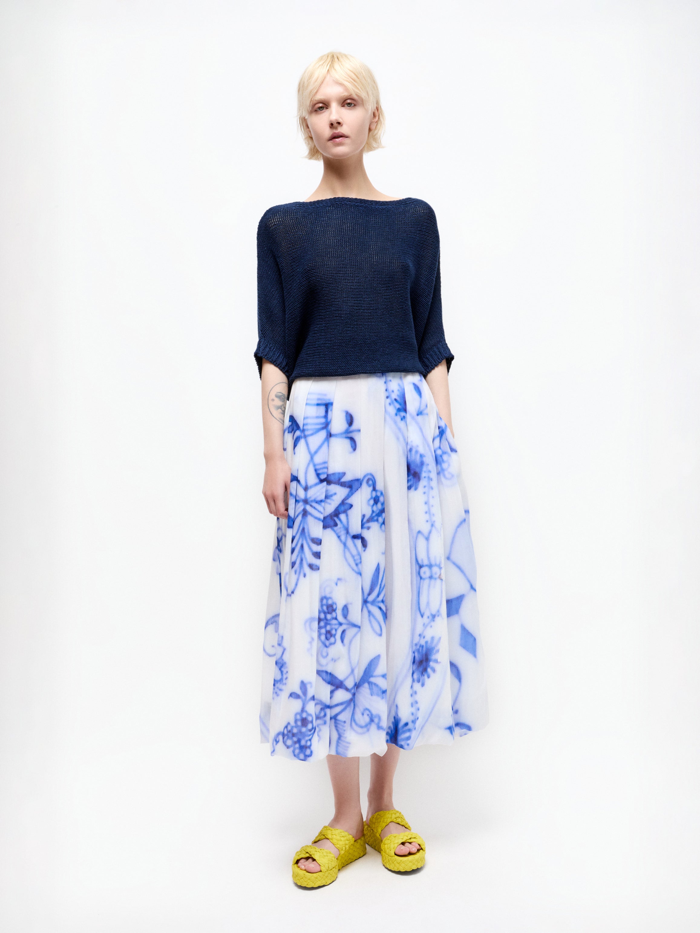 Talking Walls lily royal blue pleated long skirt royal blue