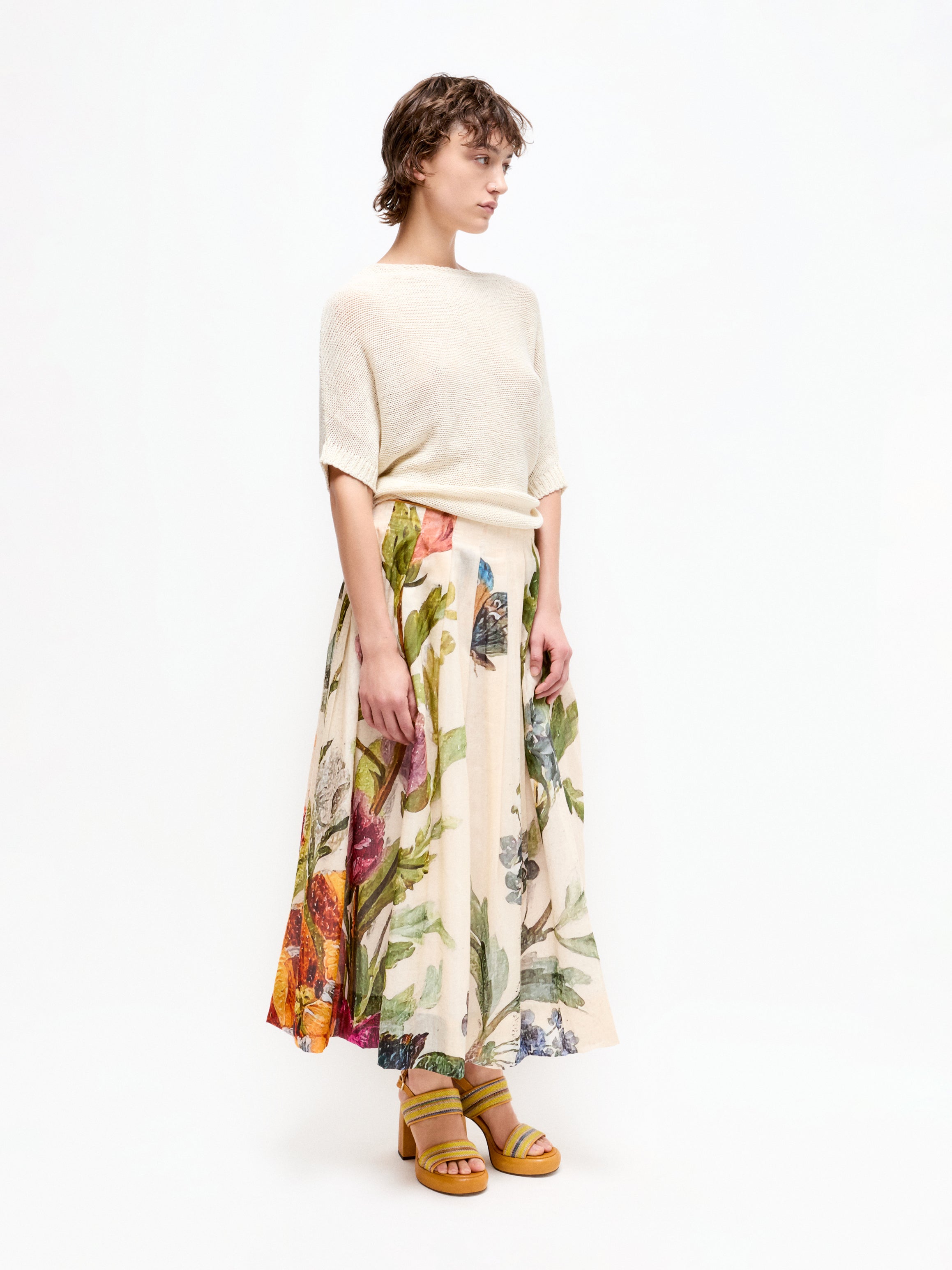 Talking Walls lily vienna spring pleated long skirt vienna spring