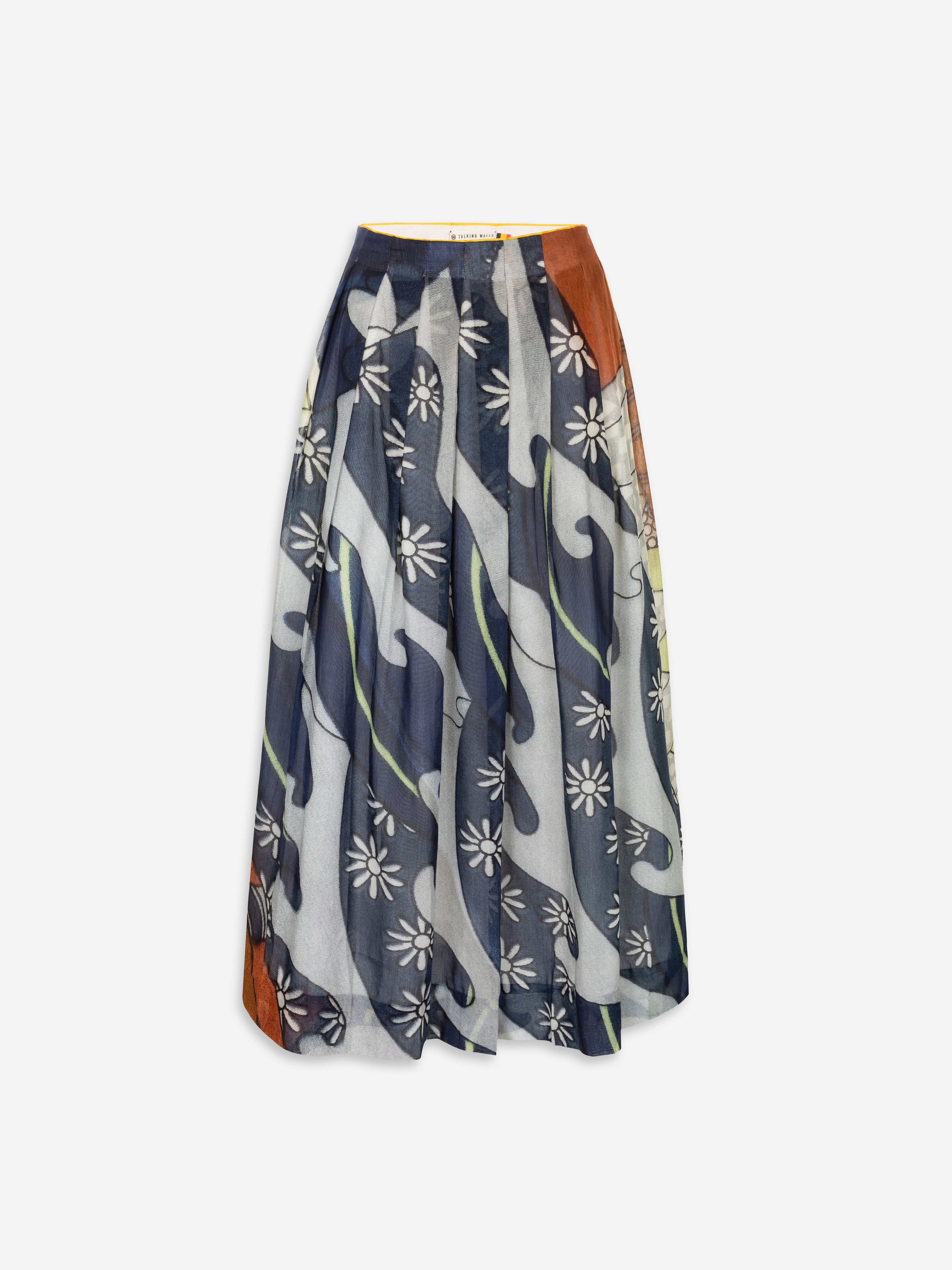 Talking Walls lily waves pleated long skirt