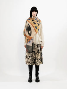Talking Walls lina miow knitted rectangular scarf miow