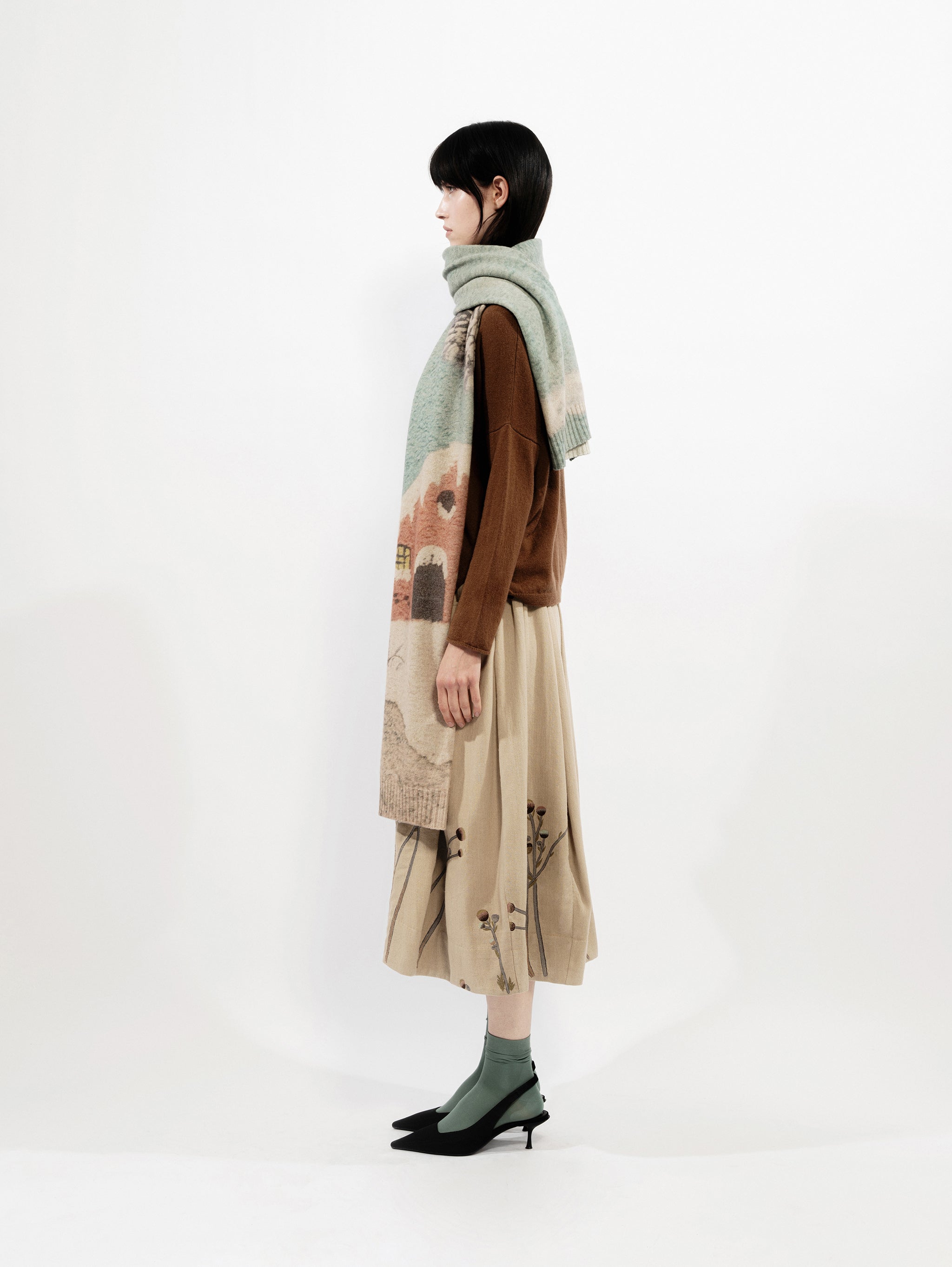 Talking Walls lina snow knitted rectangular scarf snow