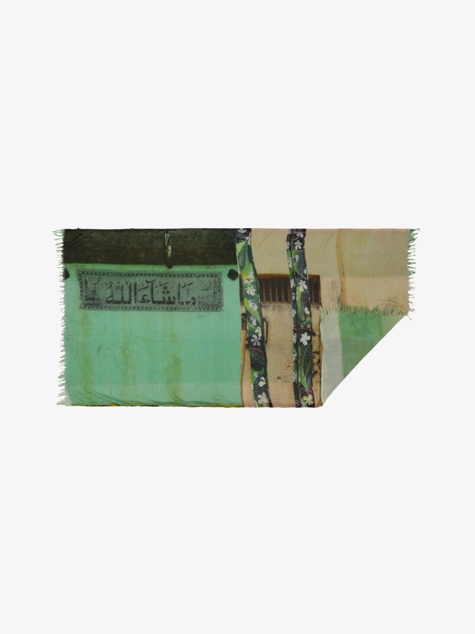 Talking Walls luna double face double face rectangular scarf flower power mash pistache