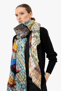 Talking Walls mantis single face Single faced square-shaped blanket scarf caffe fiorio