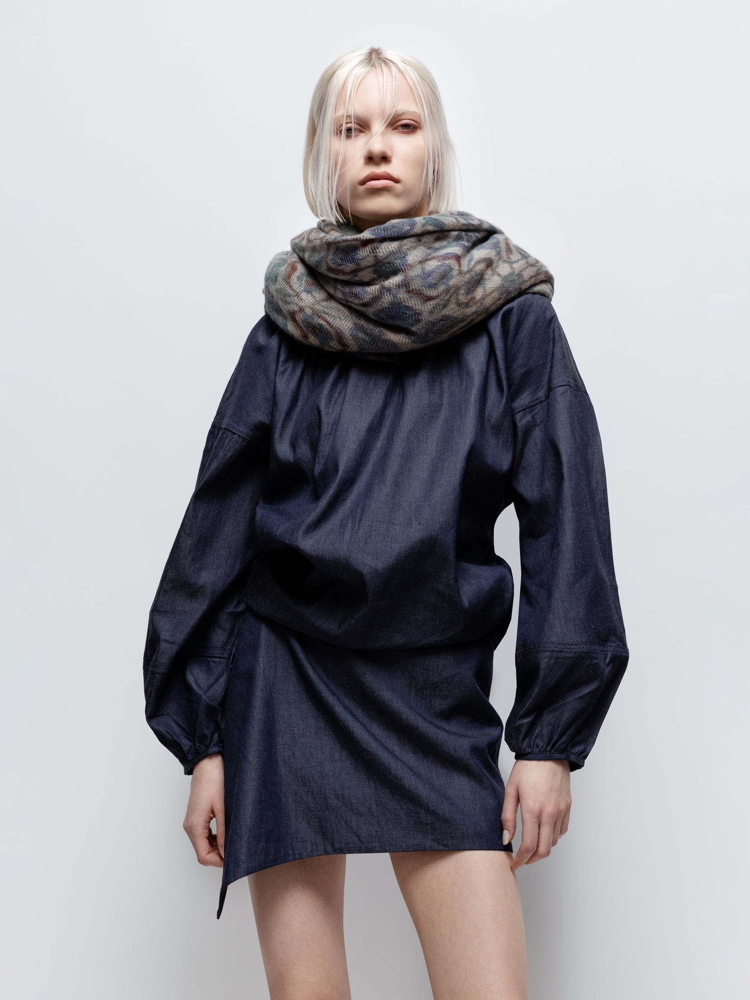 Talking Walls max cobalt single face square scarf cobalt