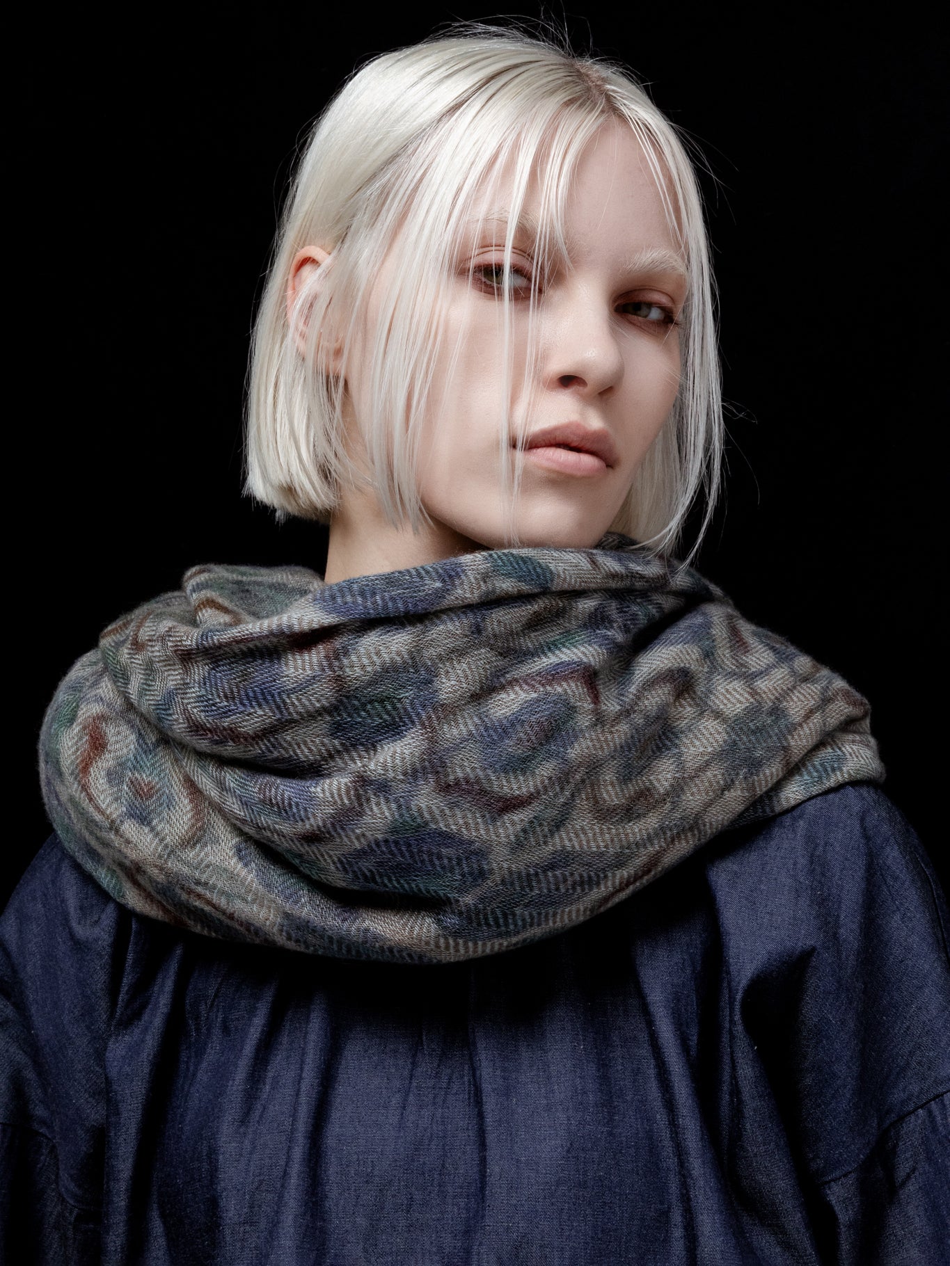 Talking Walls max cobalt single face square scarf cobalt