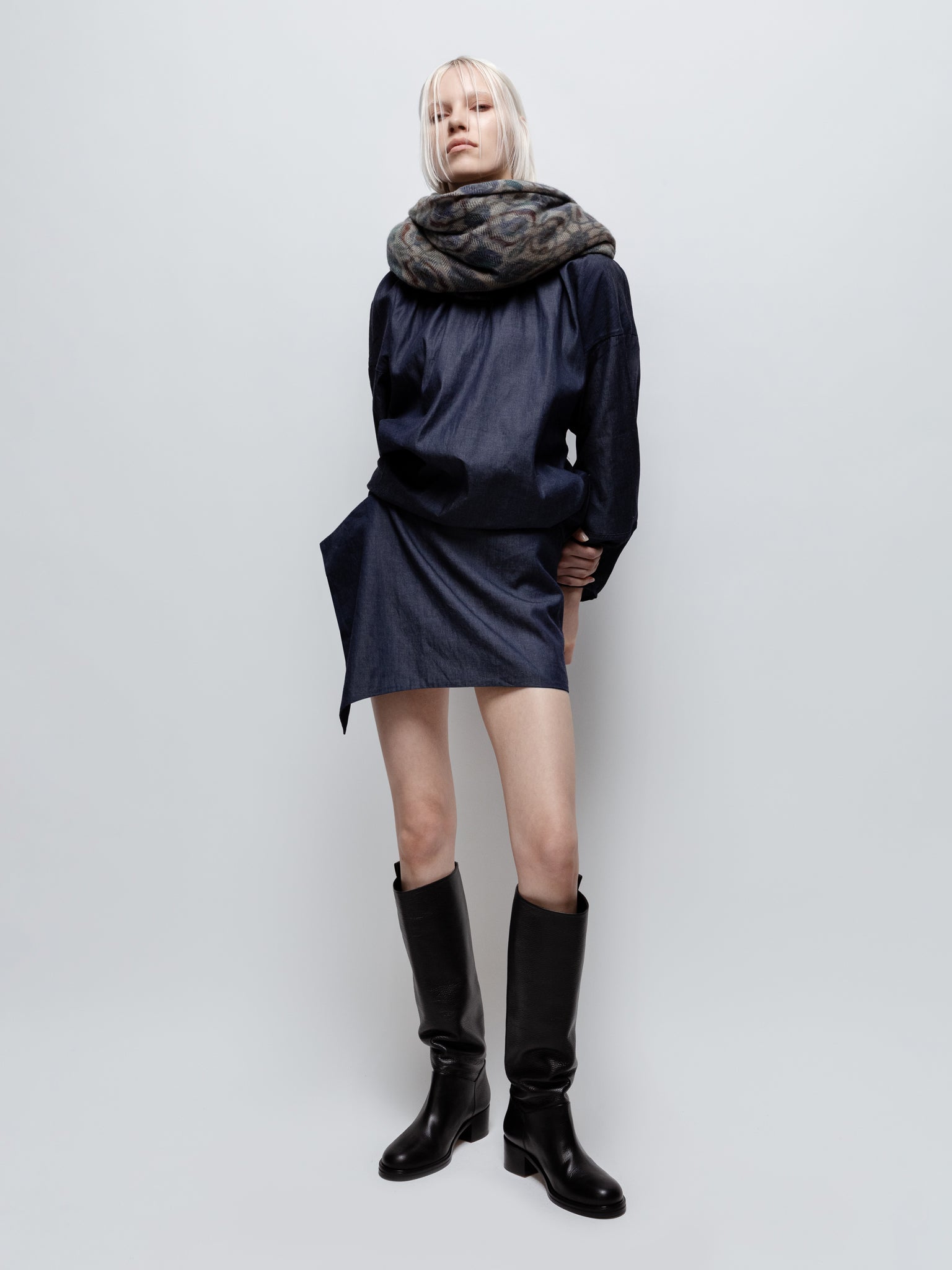 Talking Walls max cobalt single face square scarf cobalt