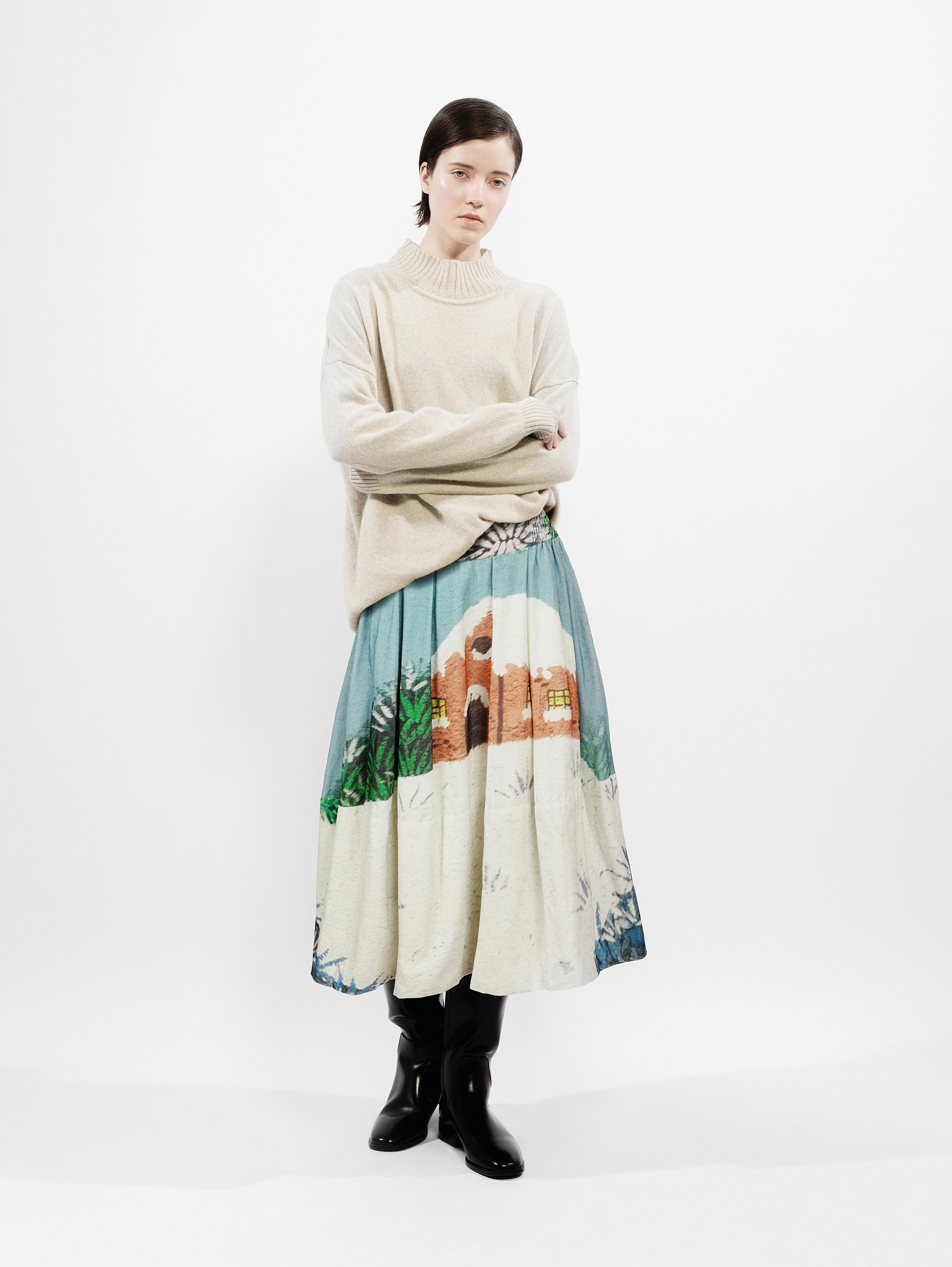 Talking Walls nona snow Midi Skirt snow