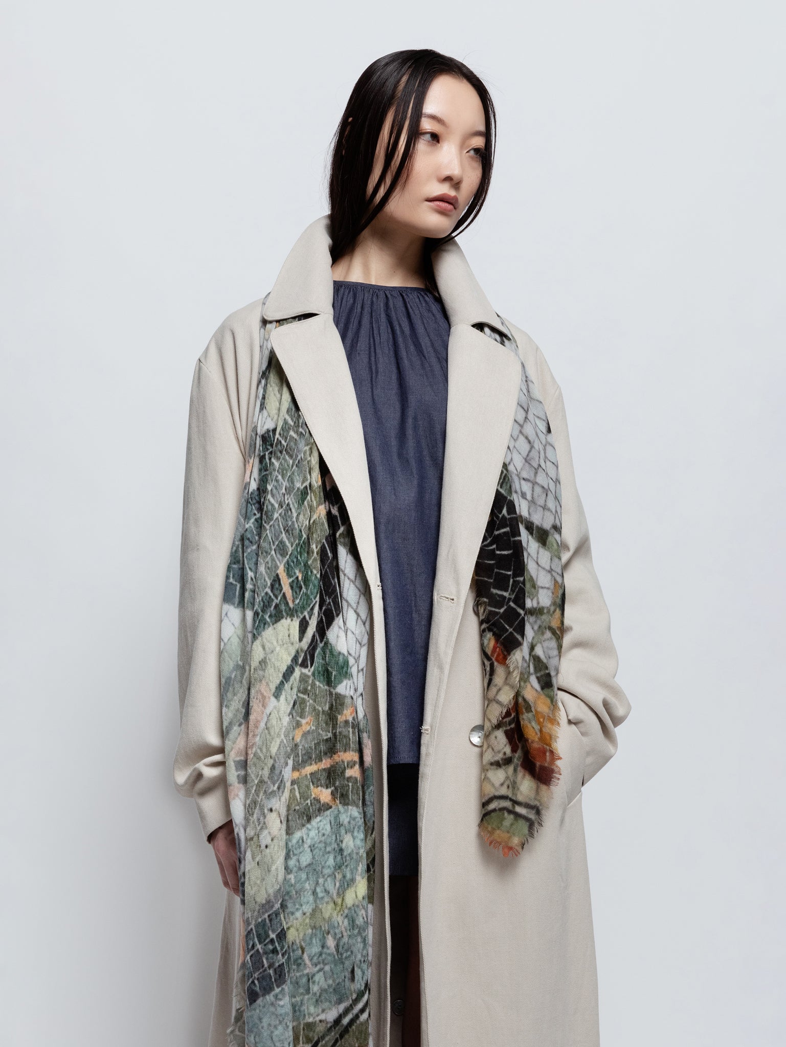 Talking Walls nova agave single face square scarf agave