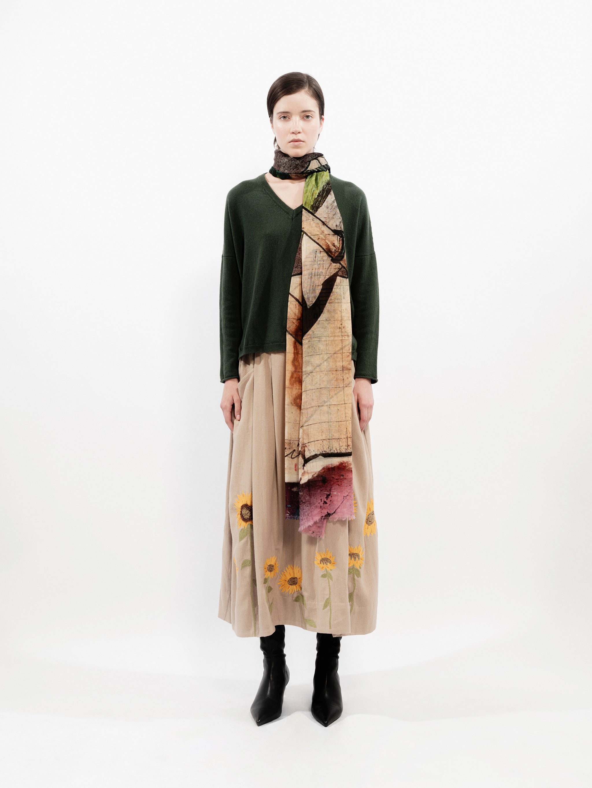 Talking Walls stella tournesol flat pleated long skirt tournesol