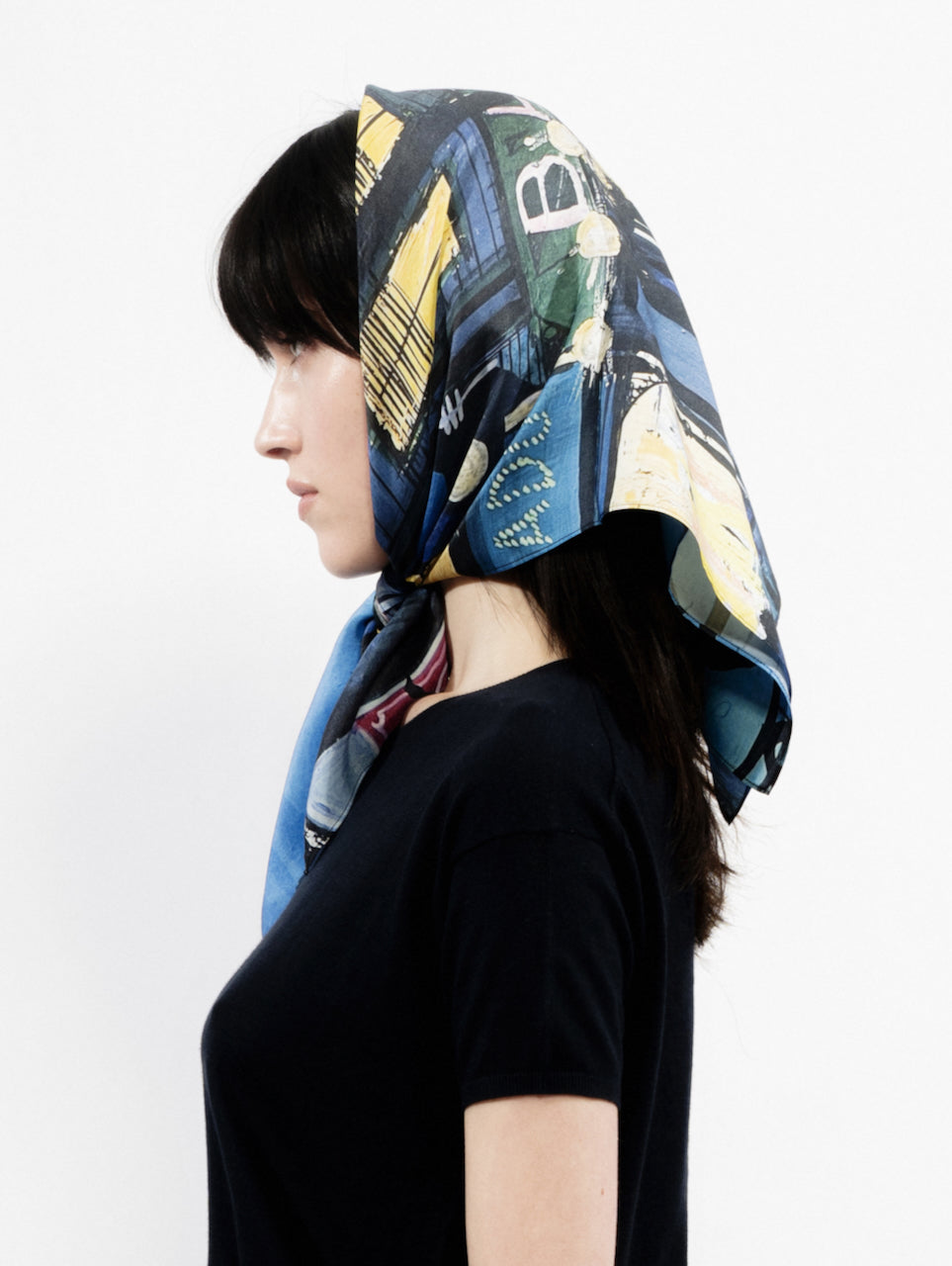 Talking Walls twiggy blue bar Single face square-shaped scarf blue bar