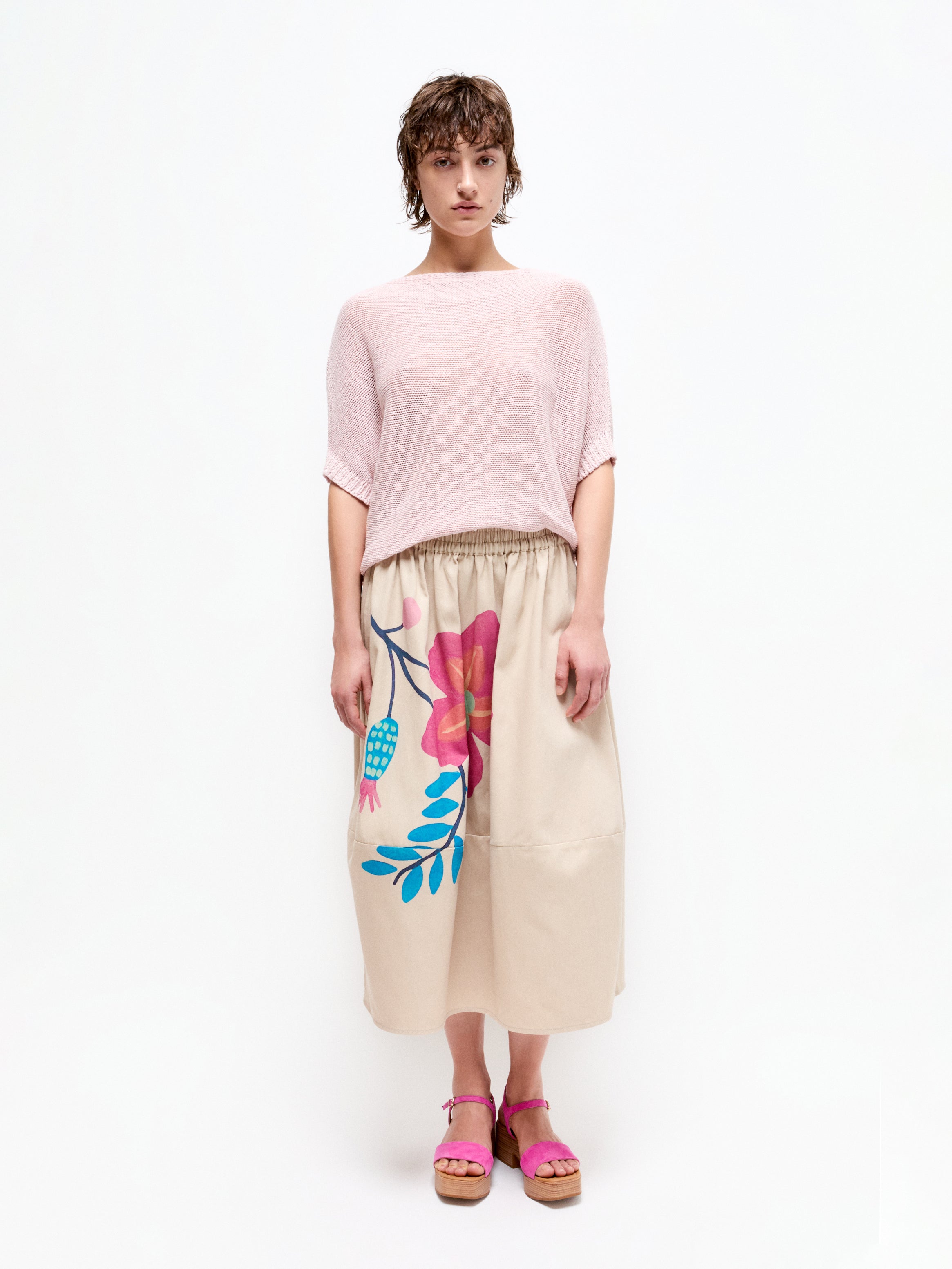 Talking Walls zaza rosy A-line midi skirt rosy